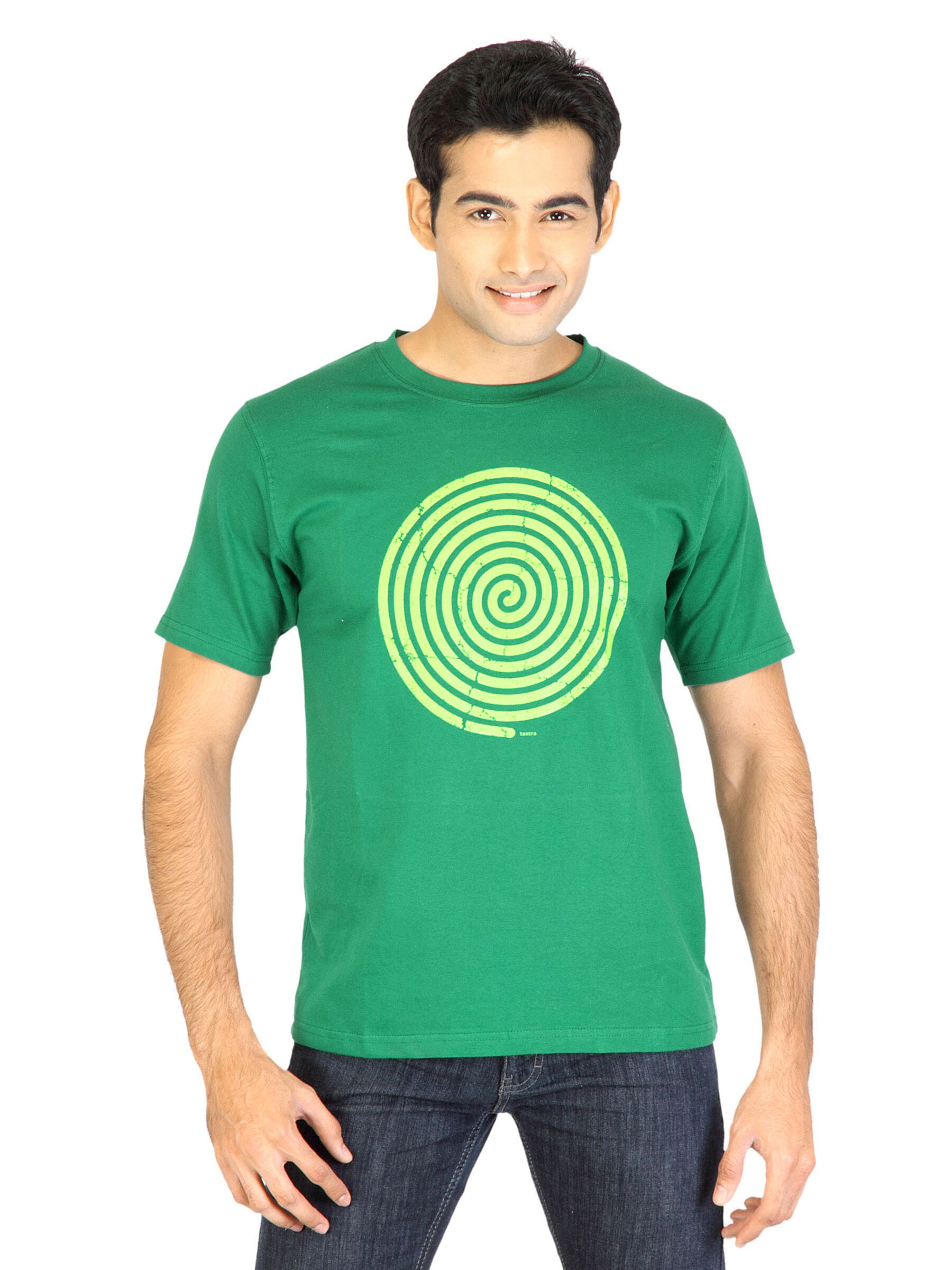 Tantra Men Green Printed T-shirt