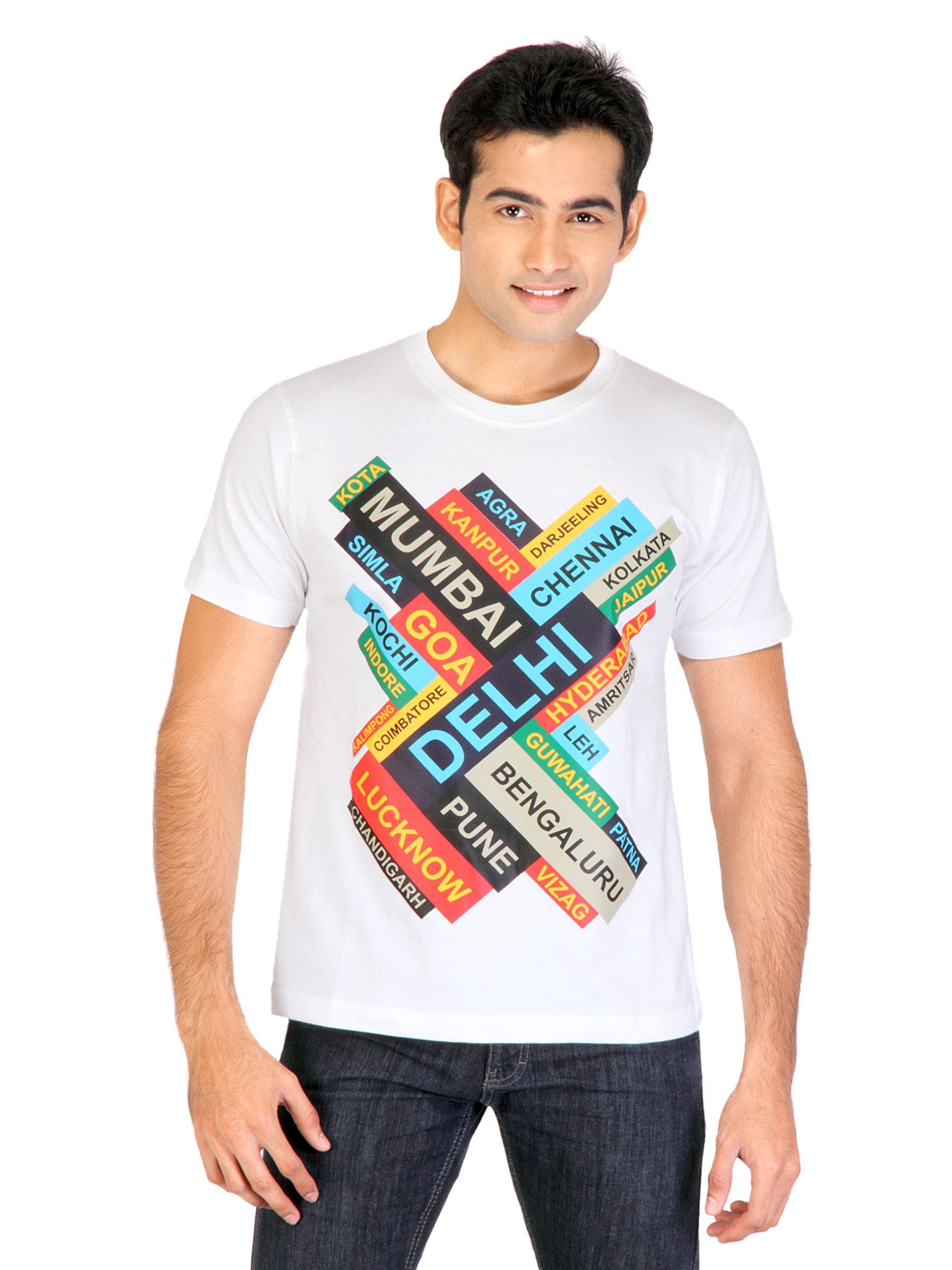 Tantra Men Printed White Tshirts