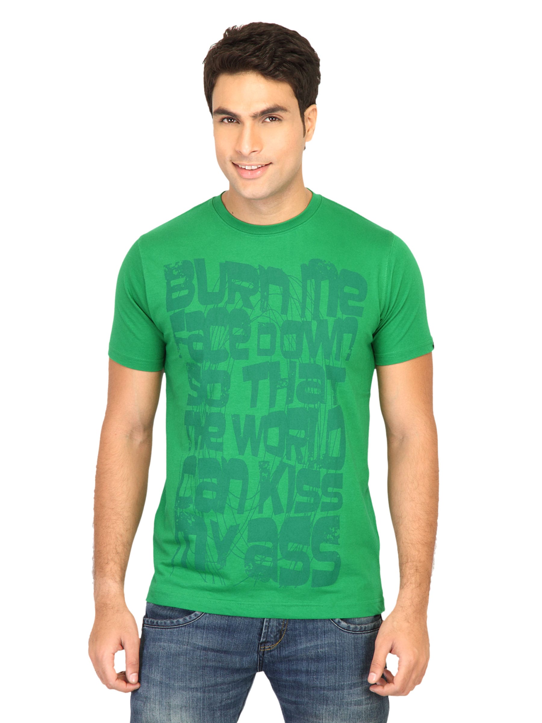 Probase Men Printed Green Tshirts