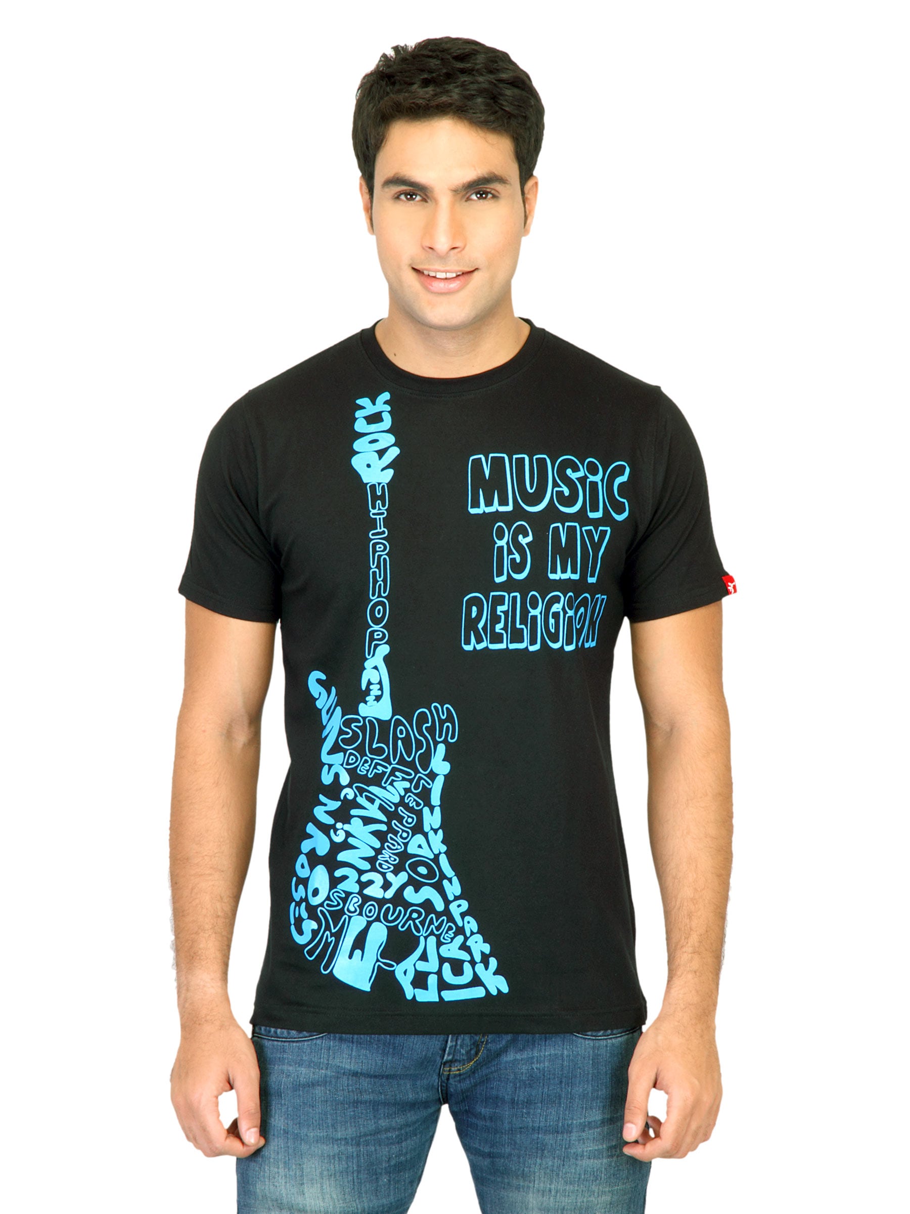 Probase Men Printed Black Tshirts