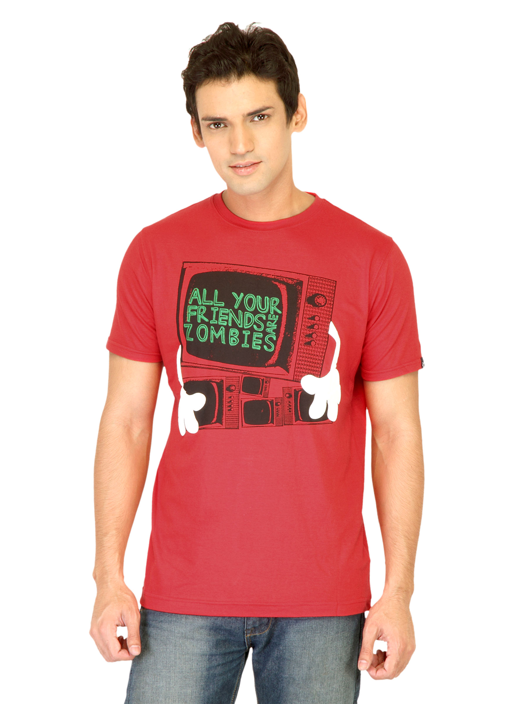 Probase Men Printed Red Tshirts