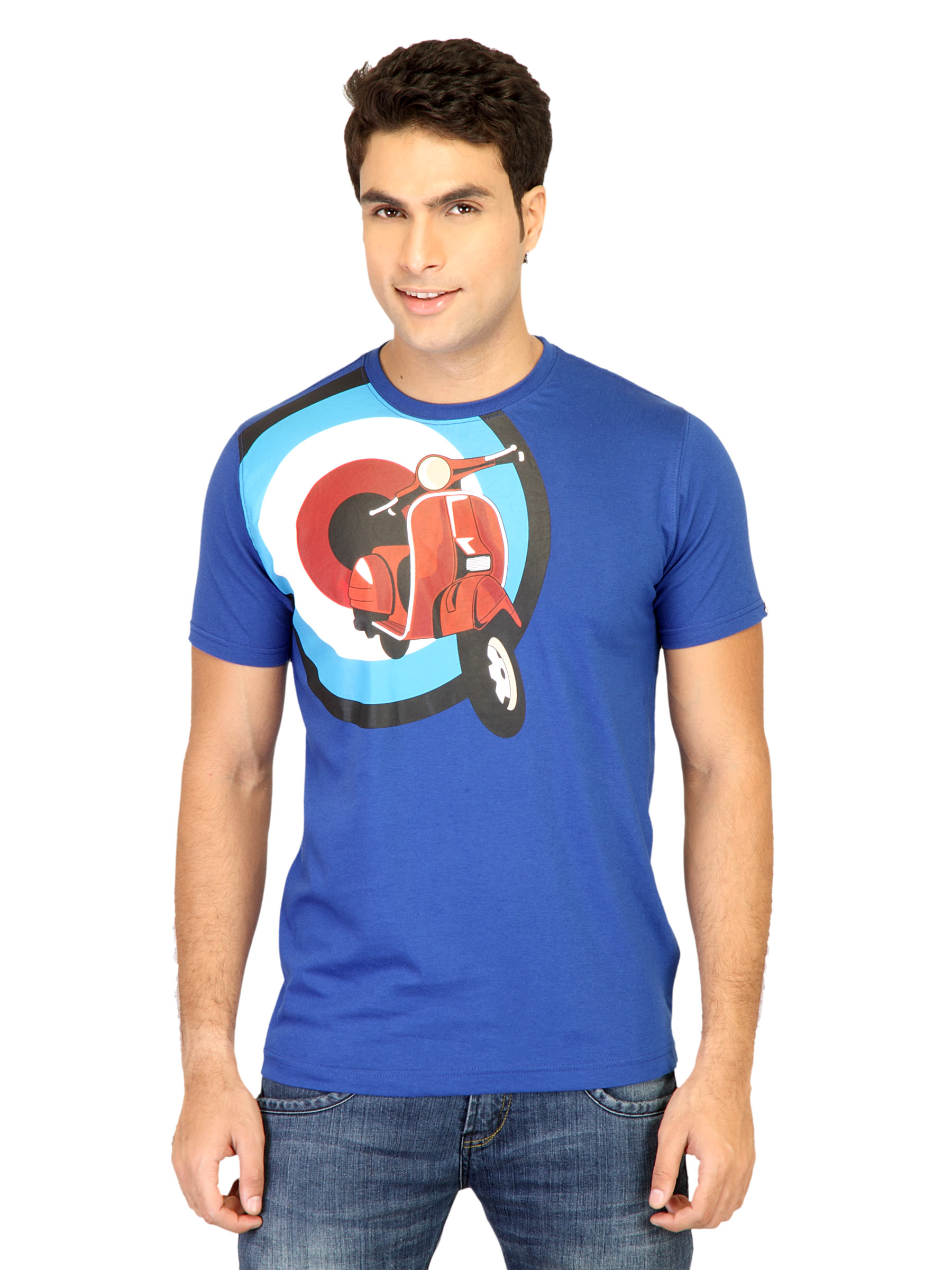 Probase Men Printed Blue Tshirts