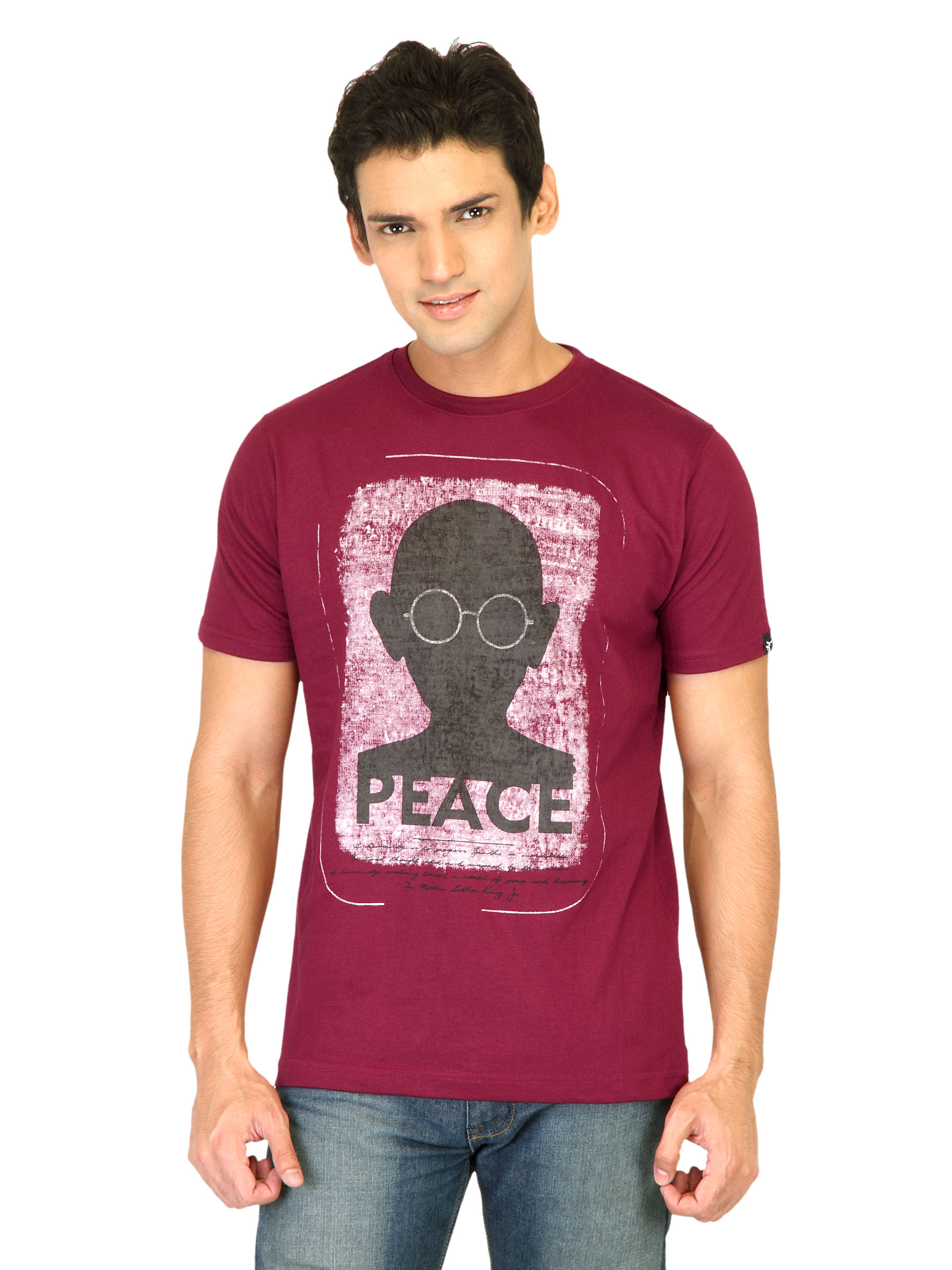 Probase Men Printed Maroon Tshirts