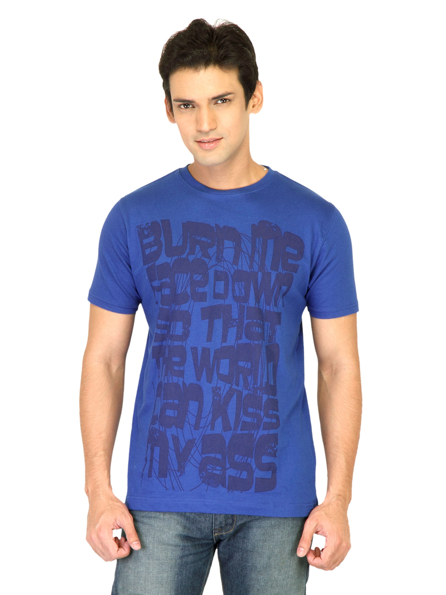 Probase Men Printed Blue Tshirts