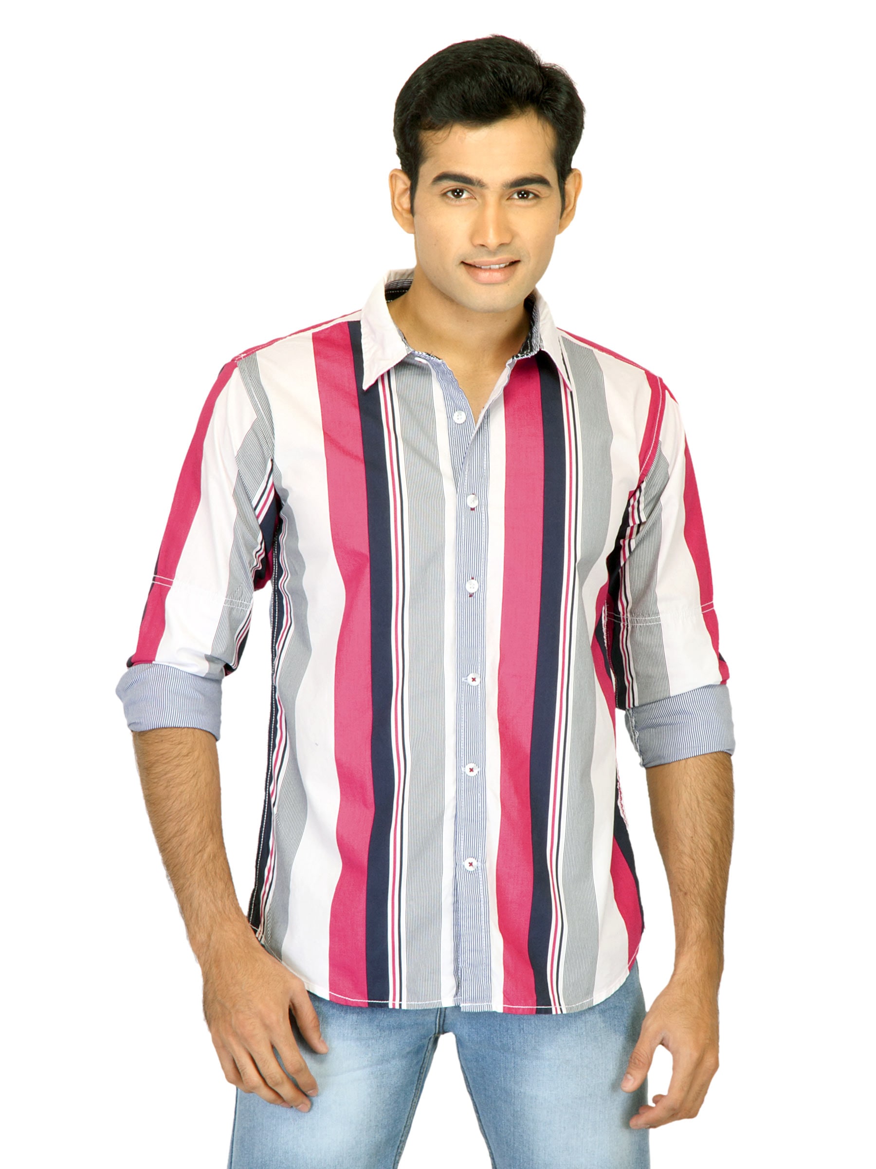Probase Men Stripes Pink Shirts