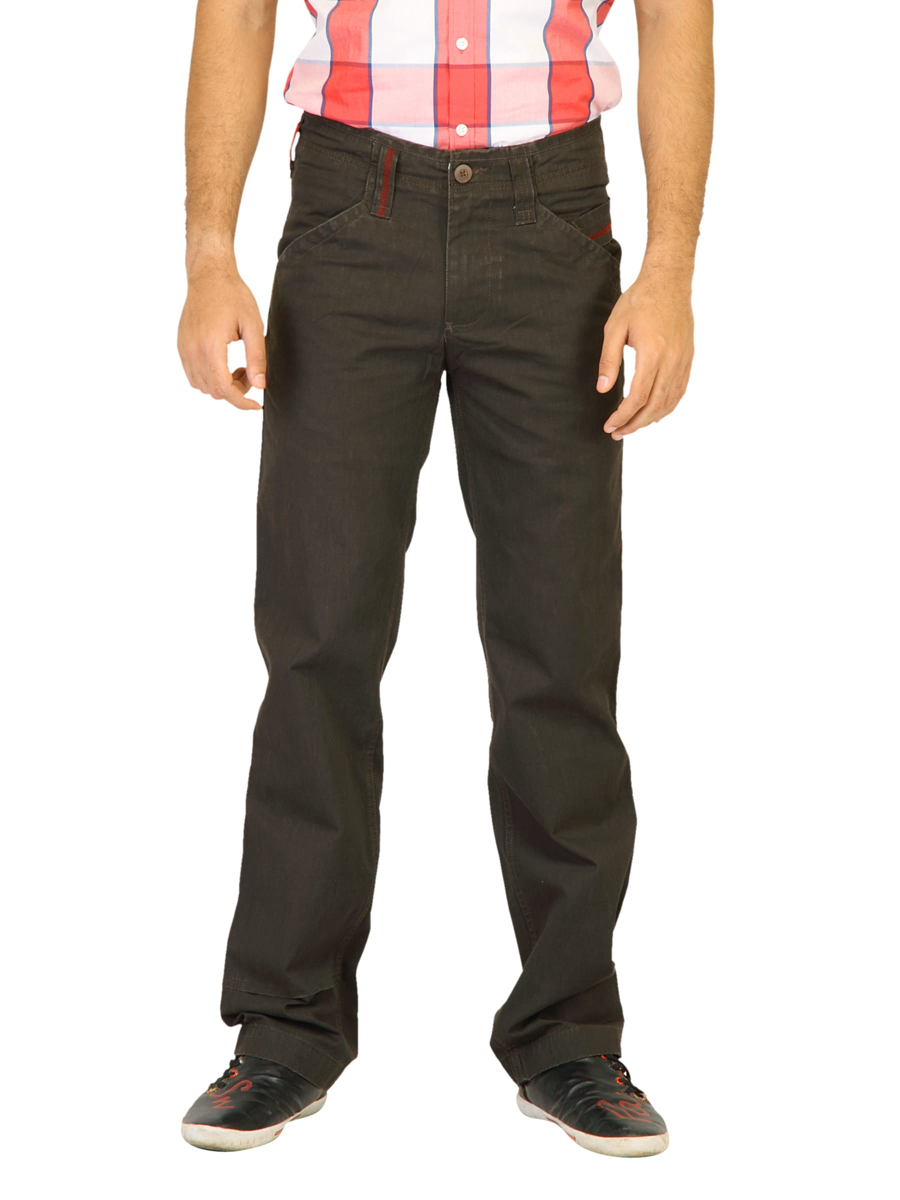 Probase Men Solid Brown Trousers