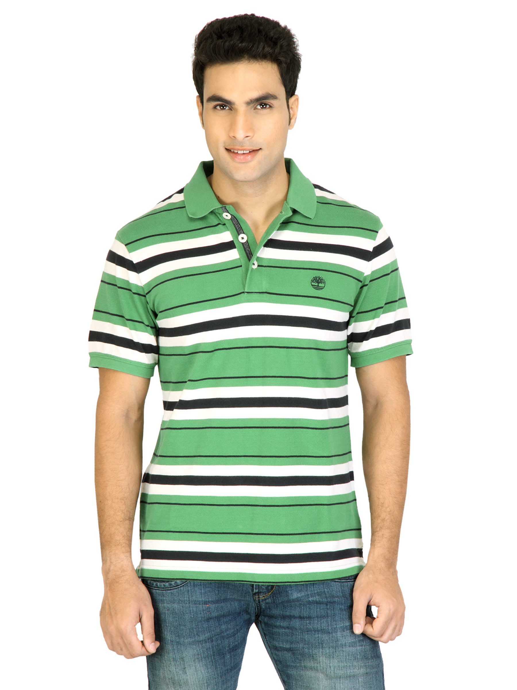 Timberland Men Solid Green Polo T-Shirts