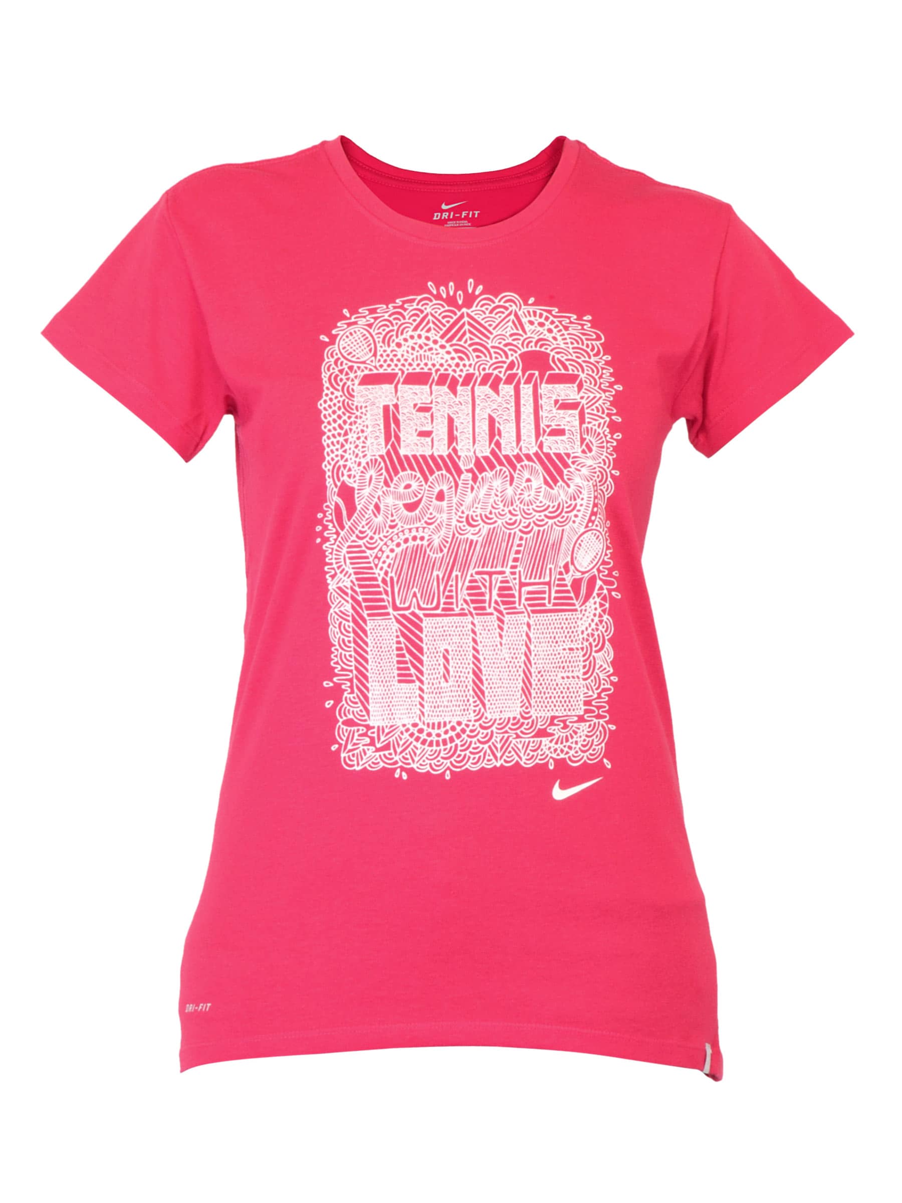 Nike Women White Print Pink Tshirts