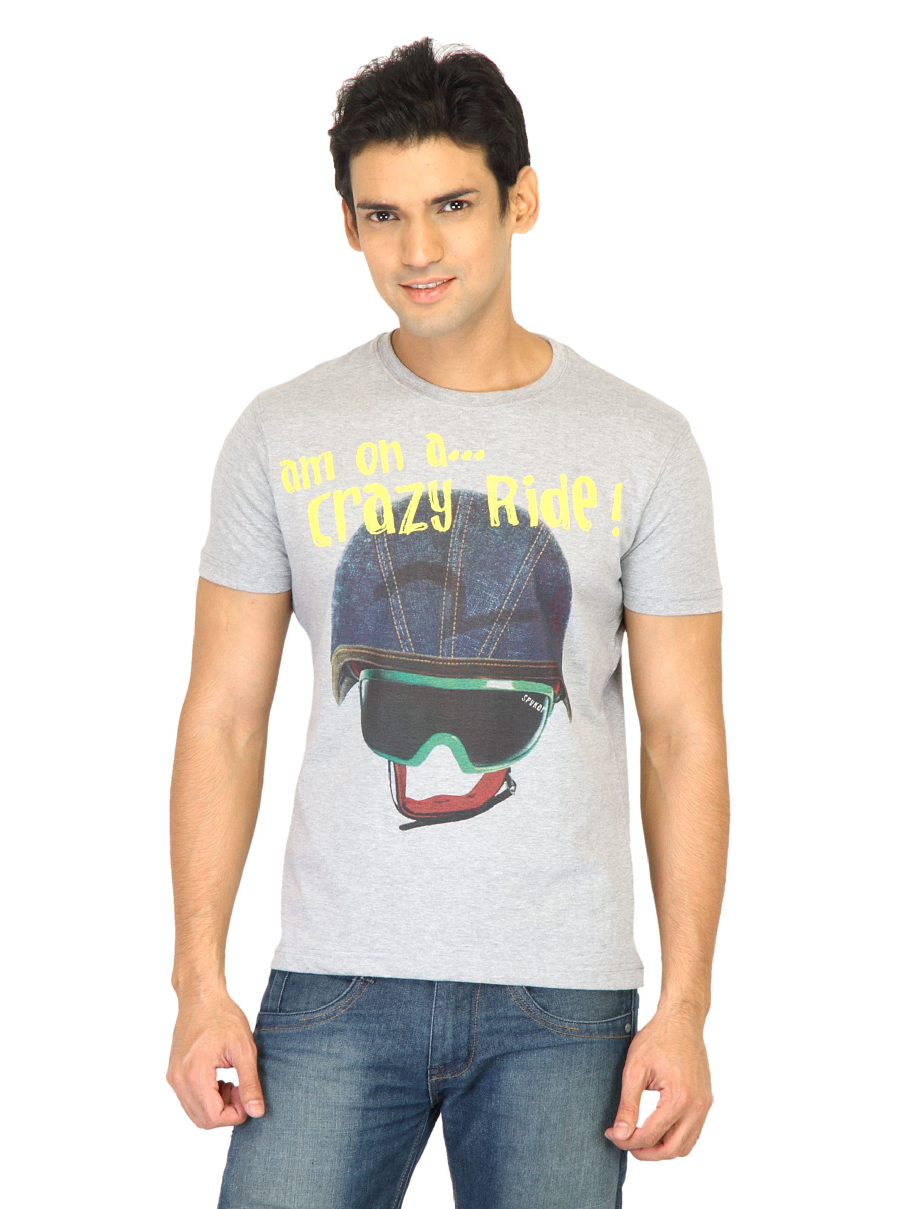 Spykar Men Helmet Grey T-Shirts