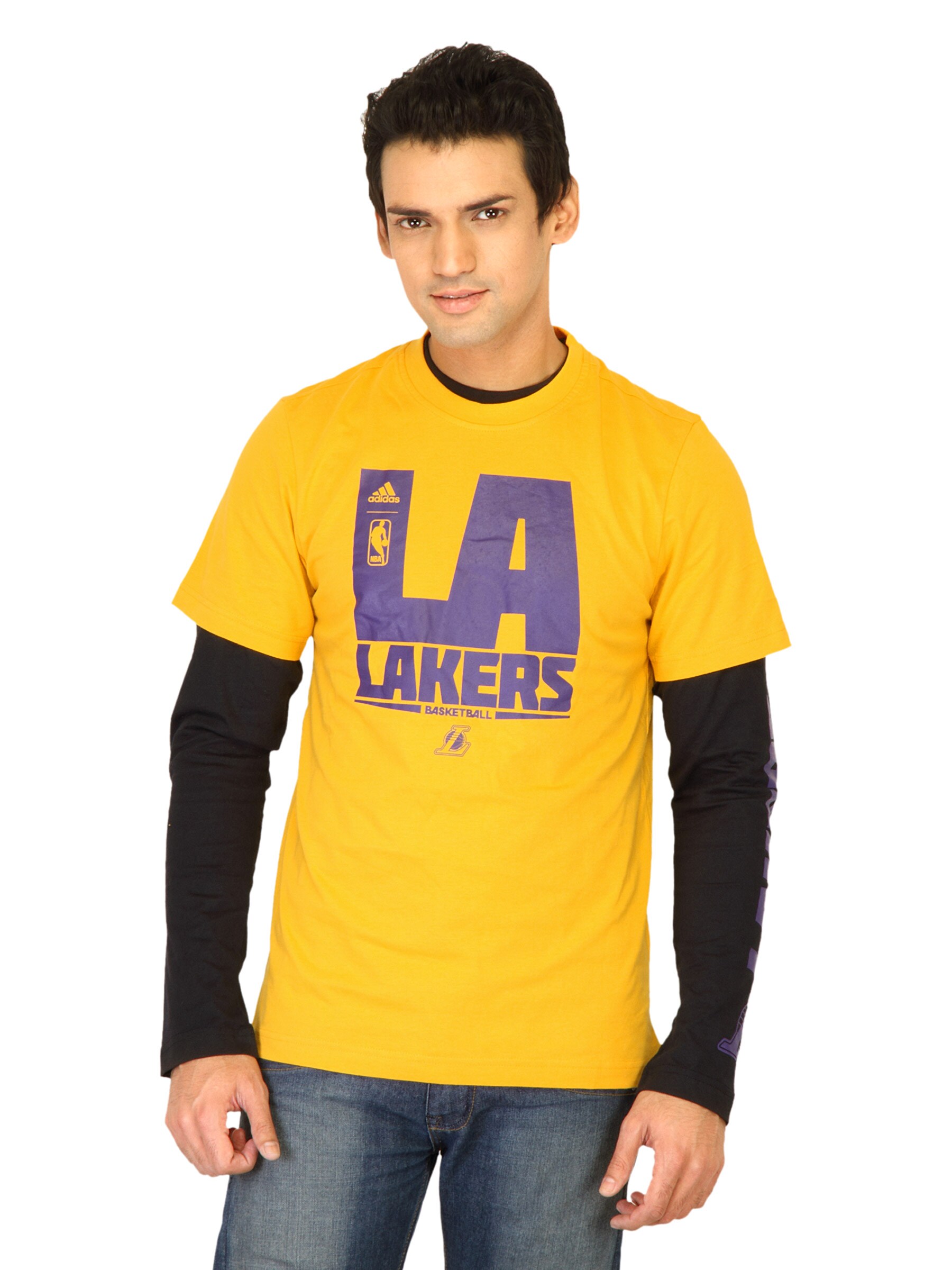 ADIDAS Men NBA Bold Yellow T-shirts