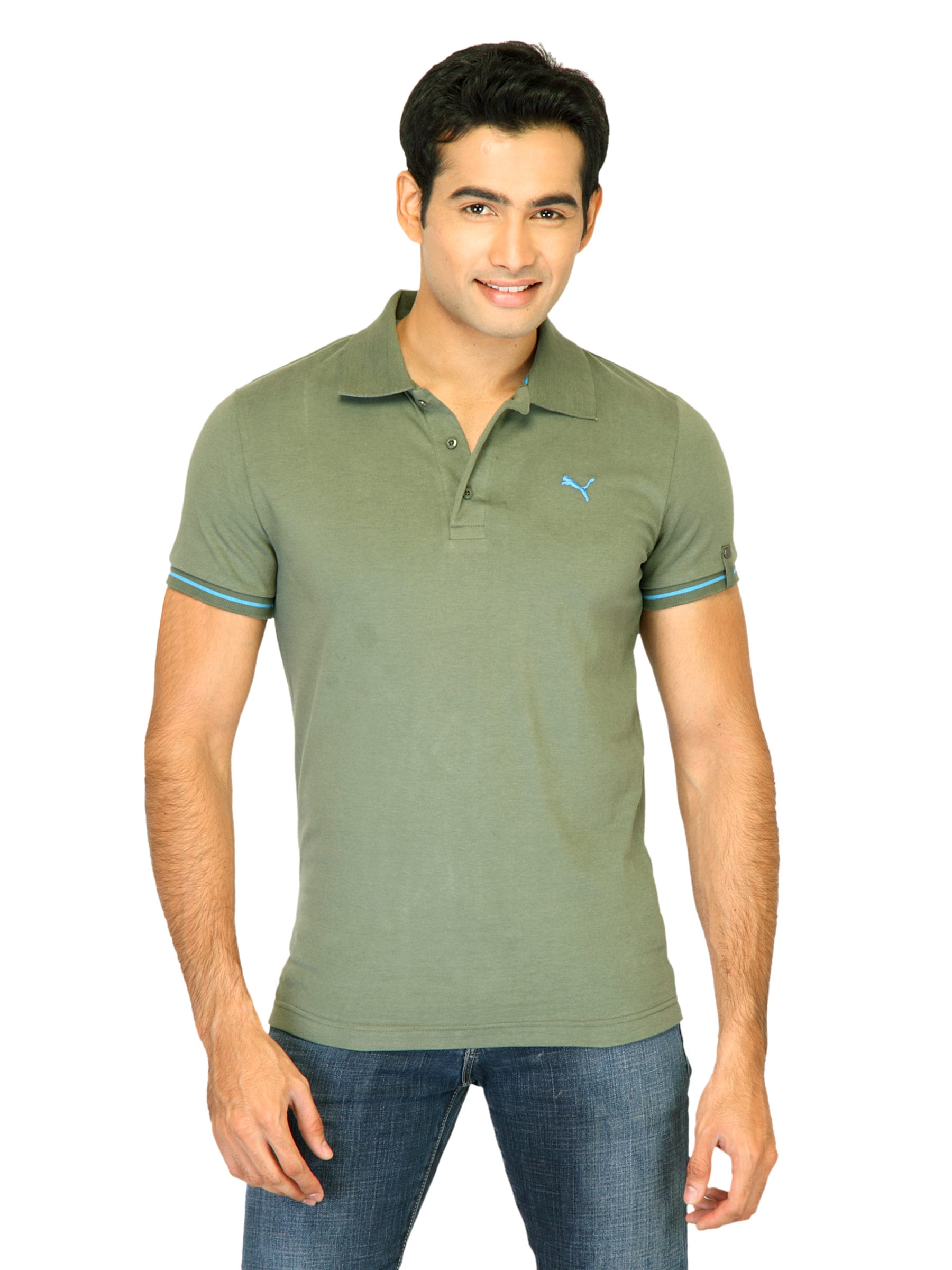 Puma Men Jersey Green Polo Tshirts