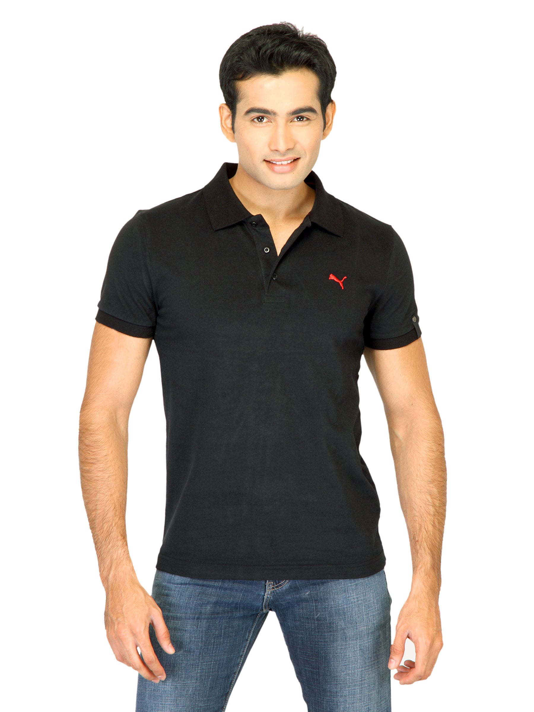 Puma Men Jersey Black Polo Tshirts