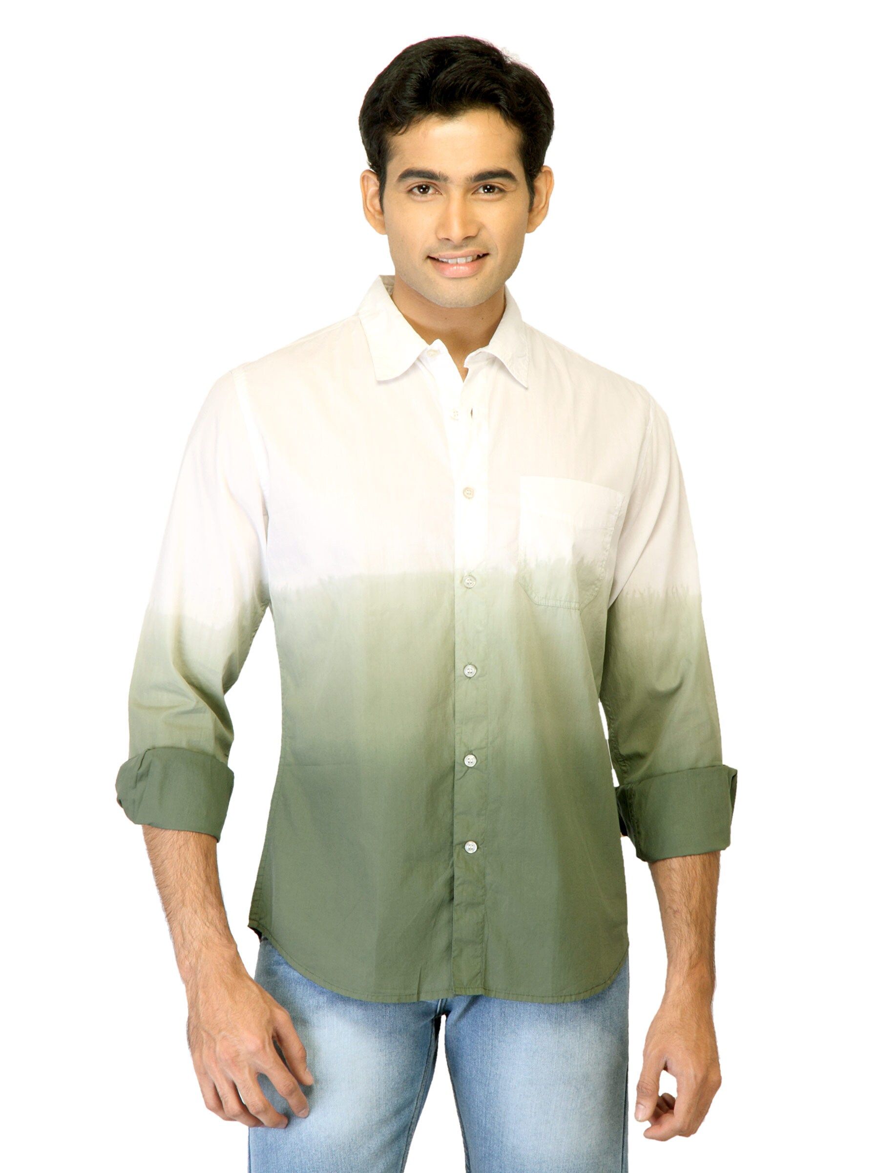 United Colors of Benetton Men Solid Green Shirts