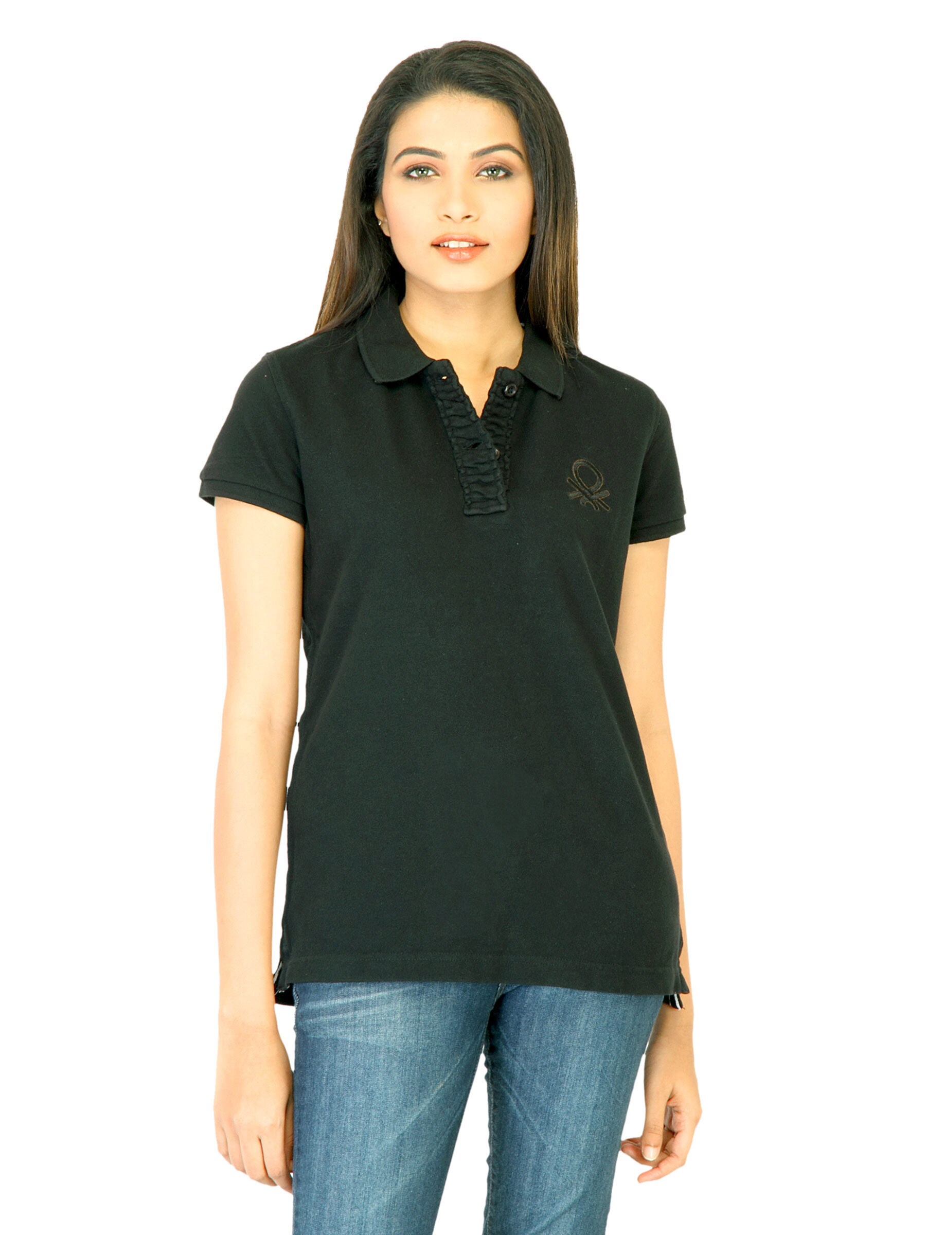 United Colors of Benetton Women Black Polo T-shirts