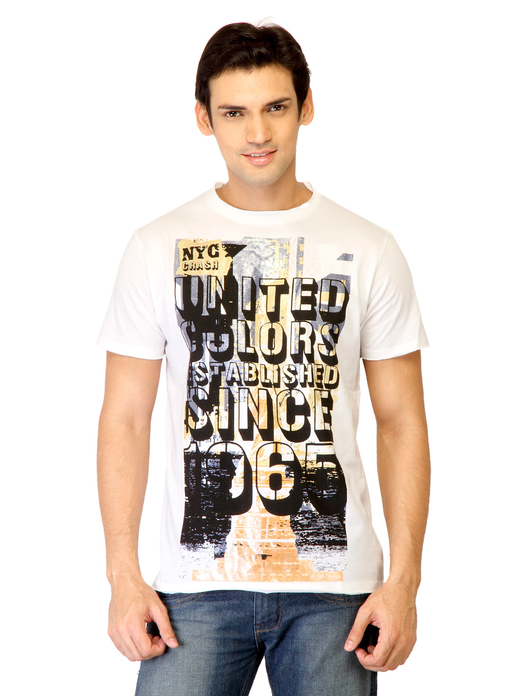 United Colors of Benetton Men Printed White Tshirts
