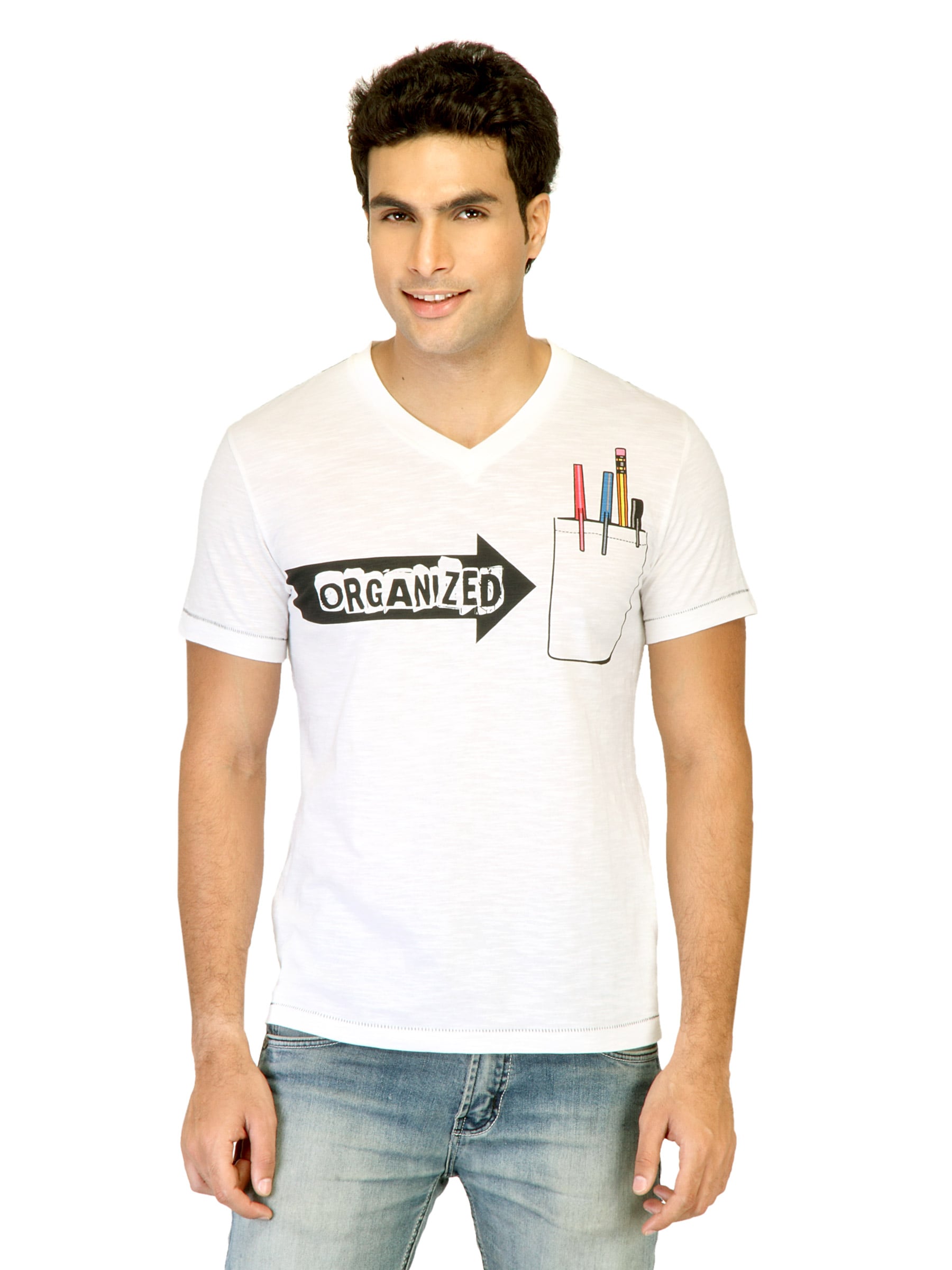 United Colors of Benetton Men Printed White Tshirts