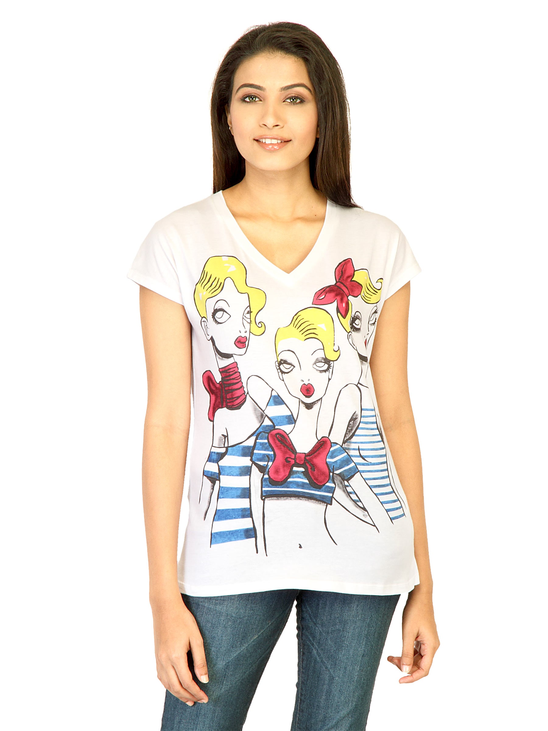 United Colors of Benetton Women Printed White Tops