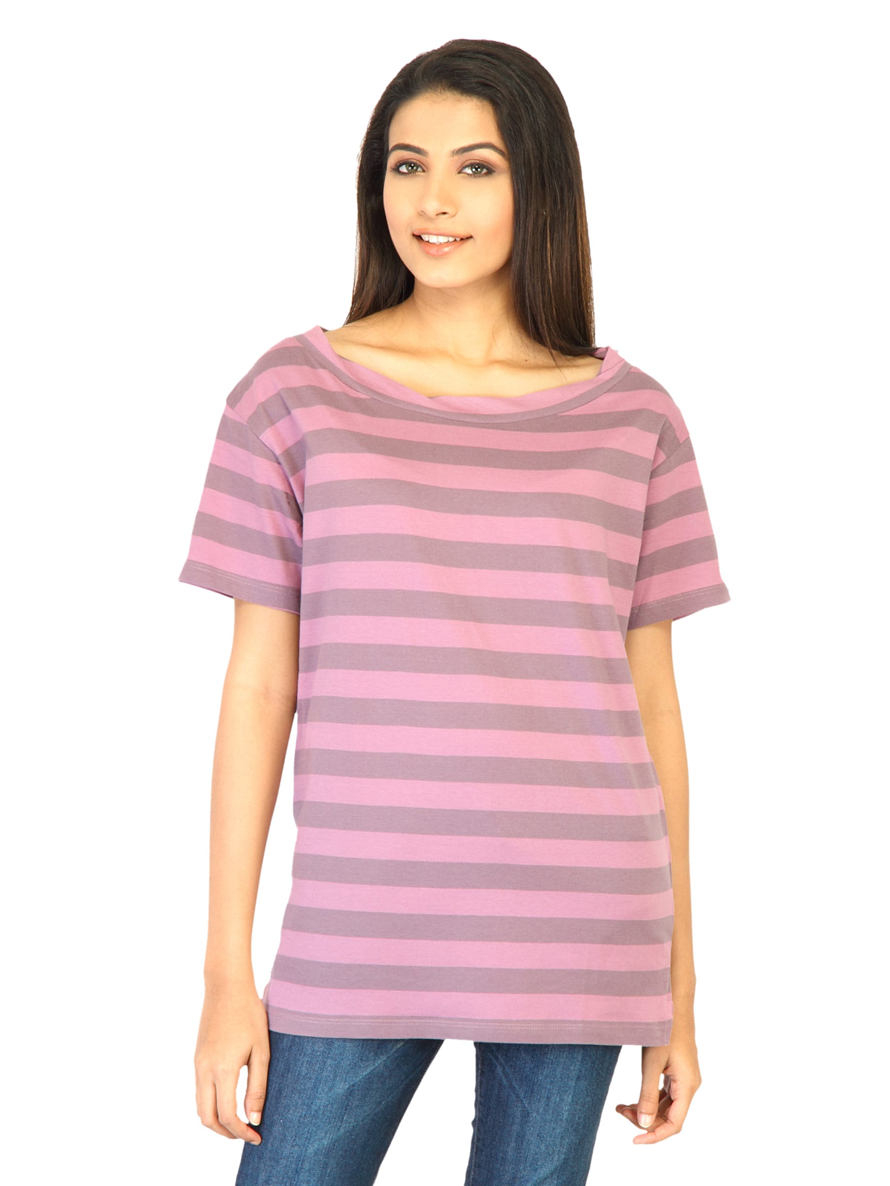 United Colors of Benetton Women Stripes Pink Tops