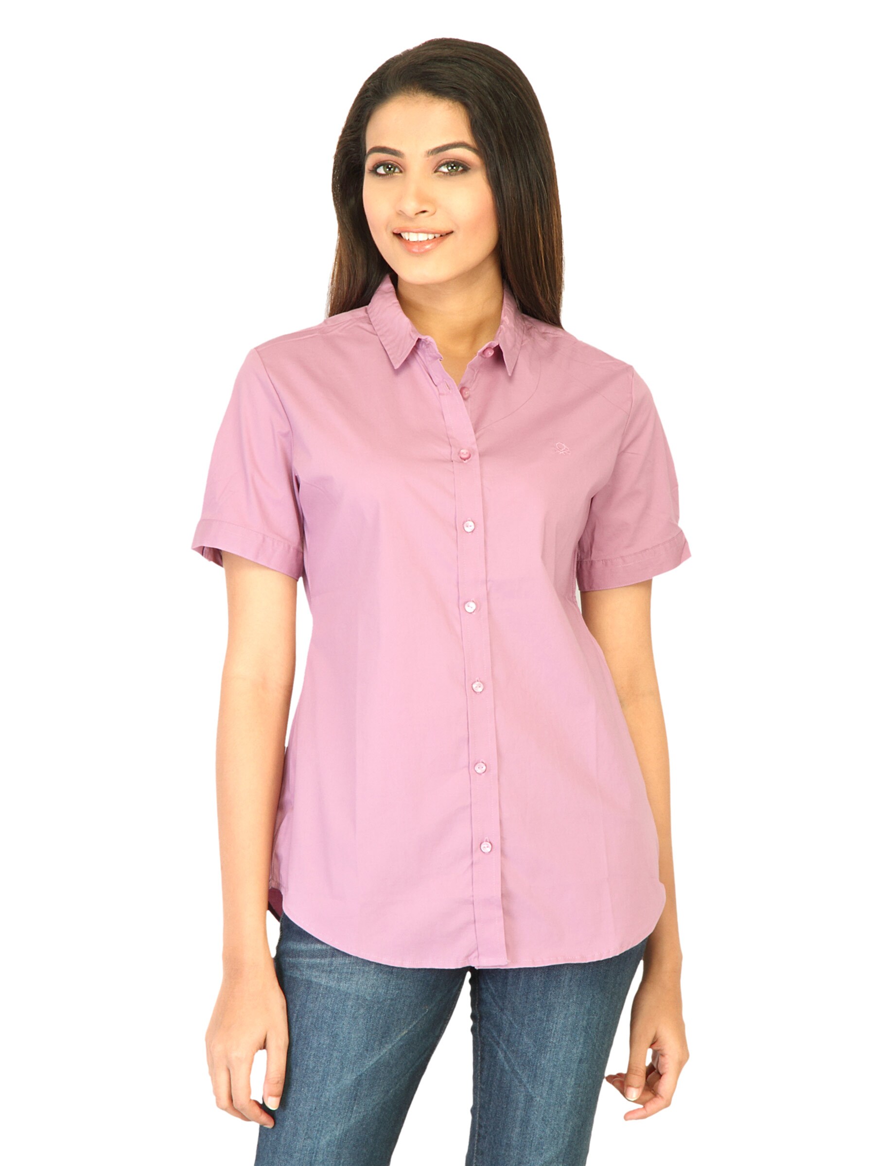 United Colors of Benetton Women Solid Pink Shirts