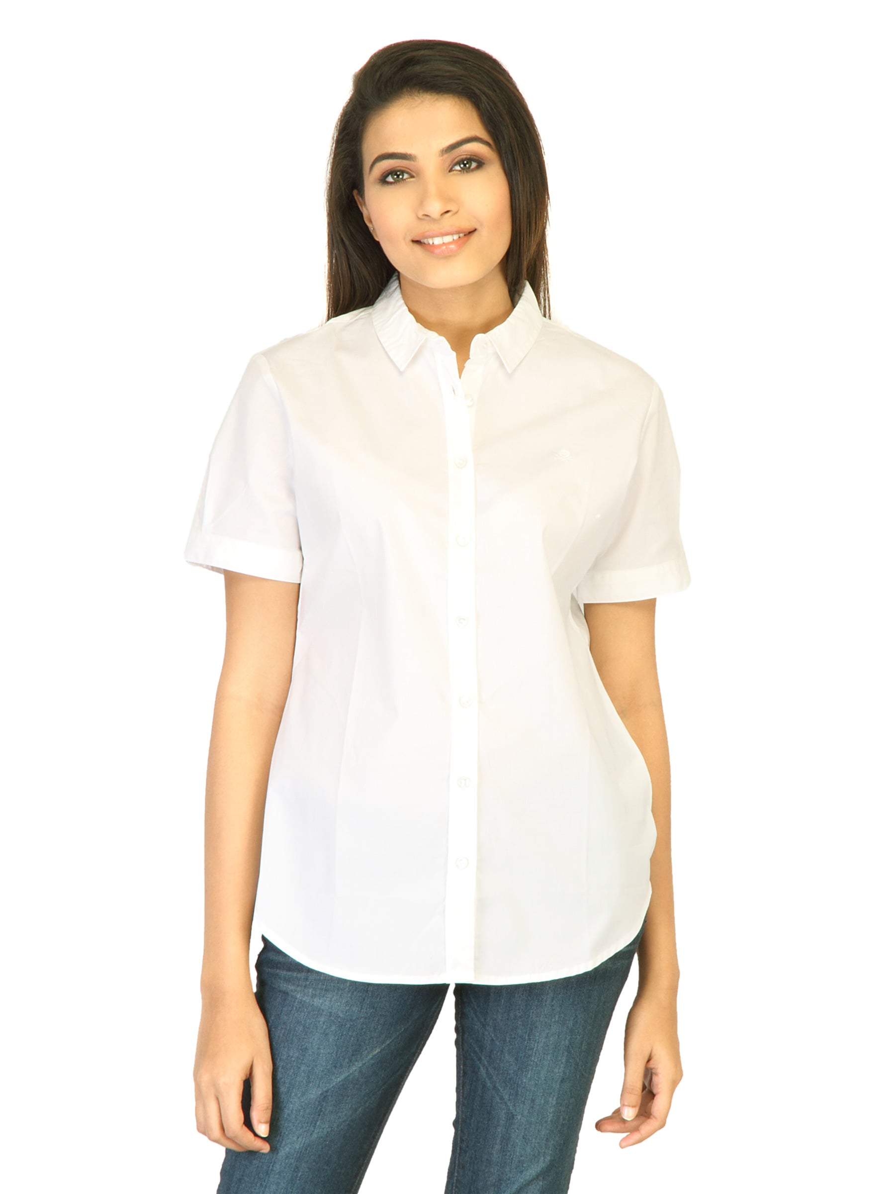 United Colors of Benetton Women Solid White Shirts