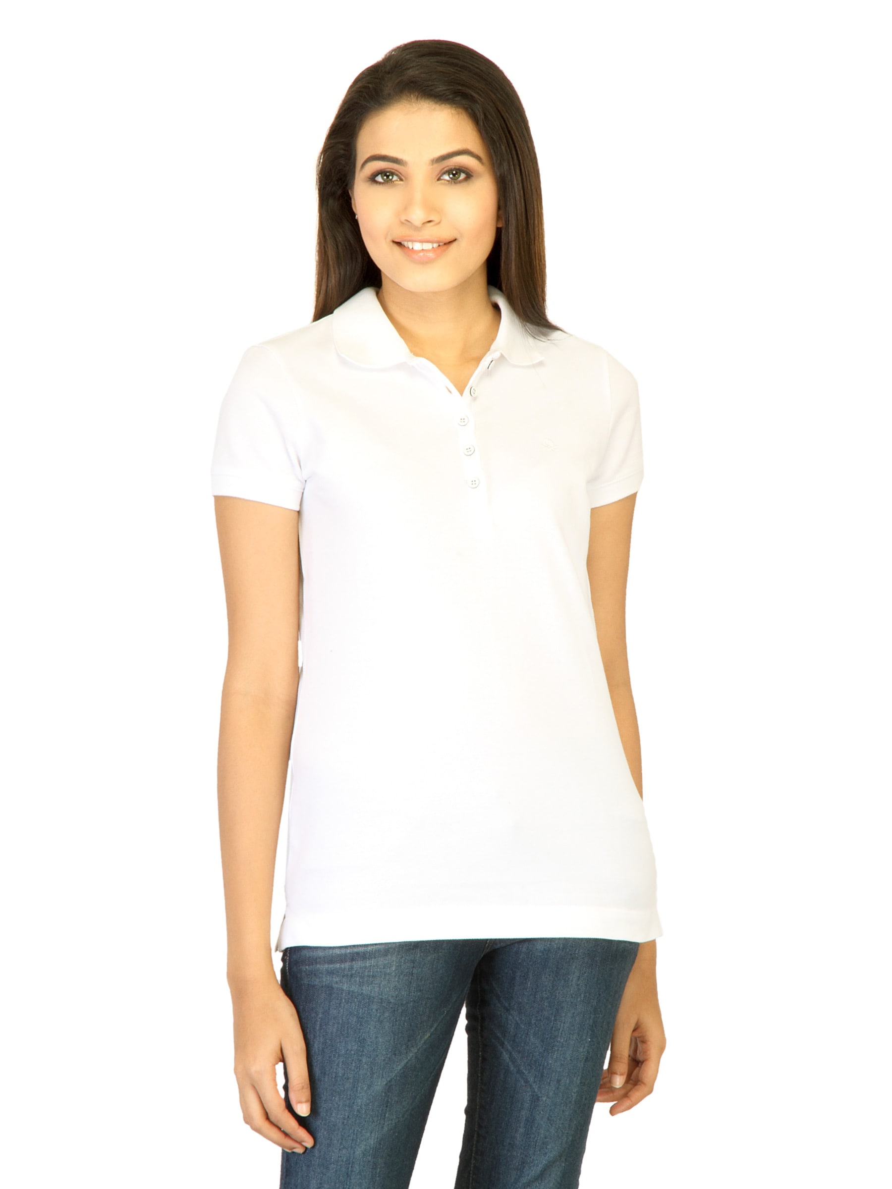 United Colors of Benetton Women White Polo T-shirts