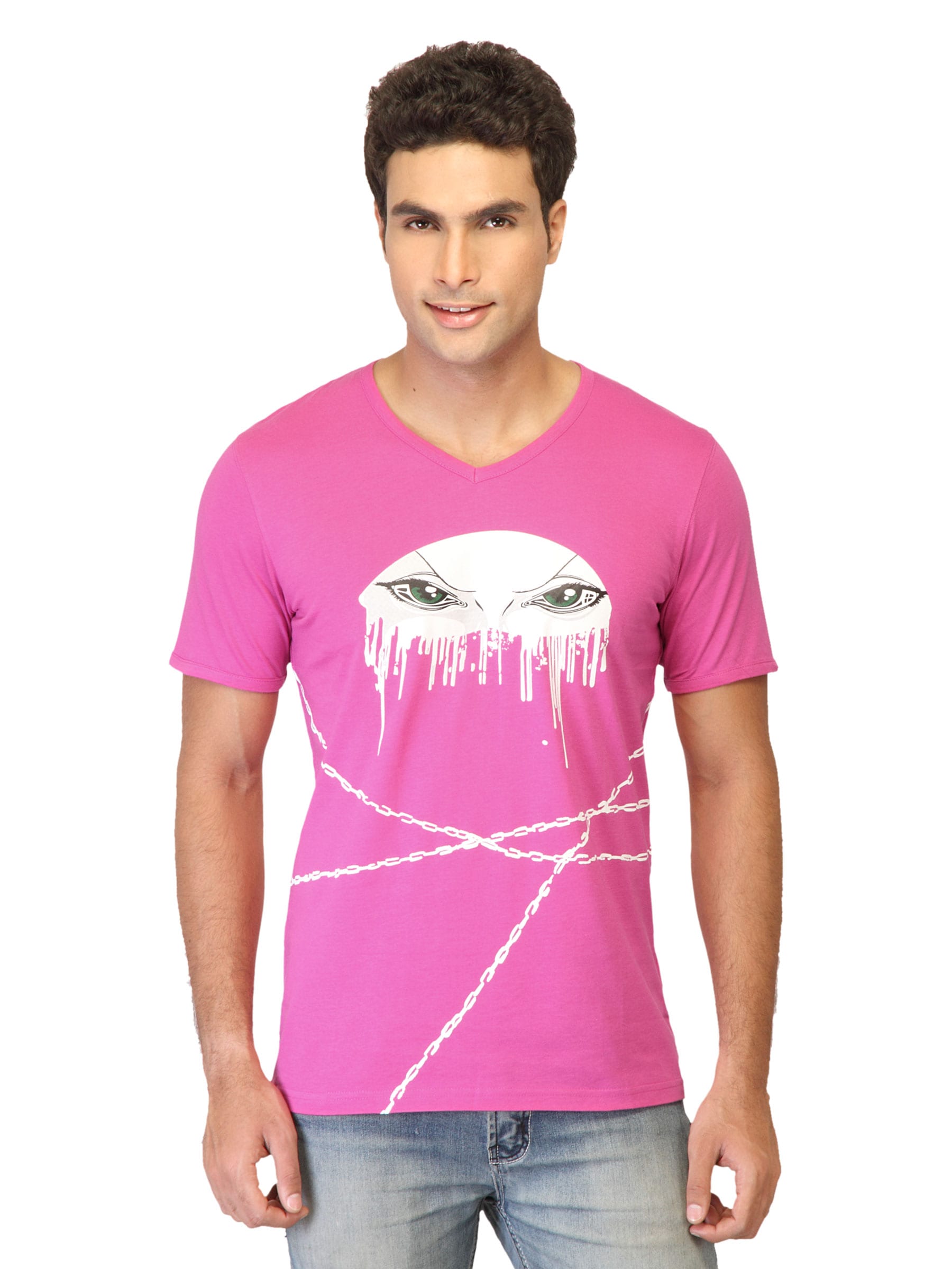 United Colors of Benetton Men Printed Pink Tops