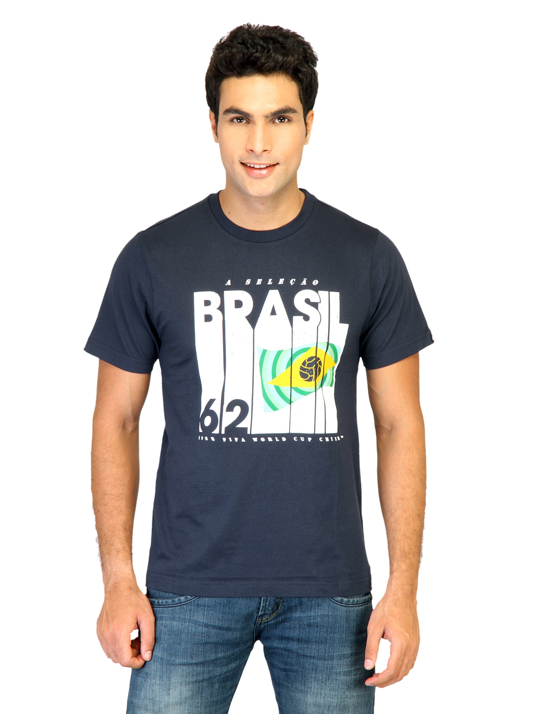 FIFA Men Printed Navy Blue T-shirts