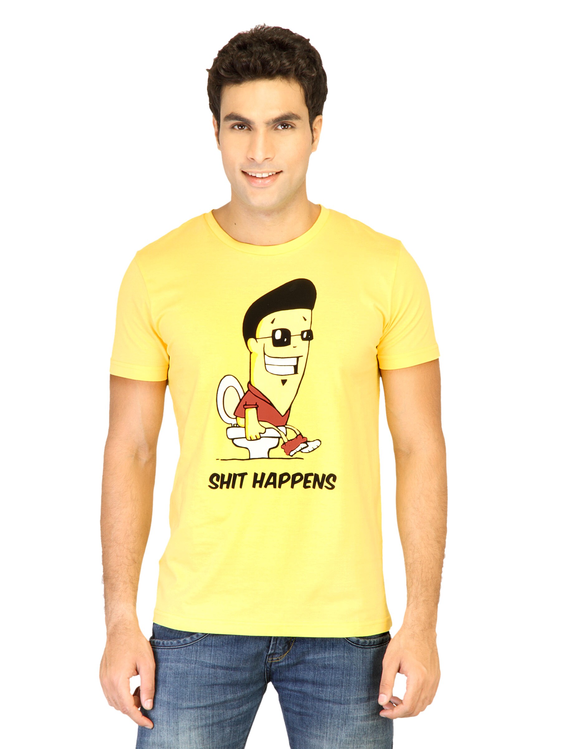 Chimp Men Shit Happens Yellow Tshirts