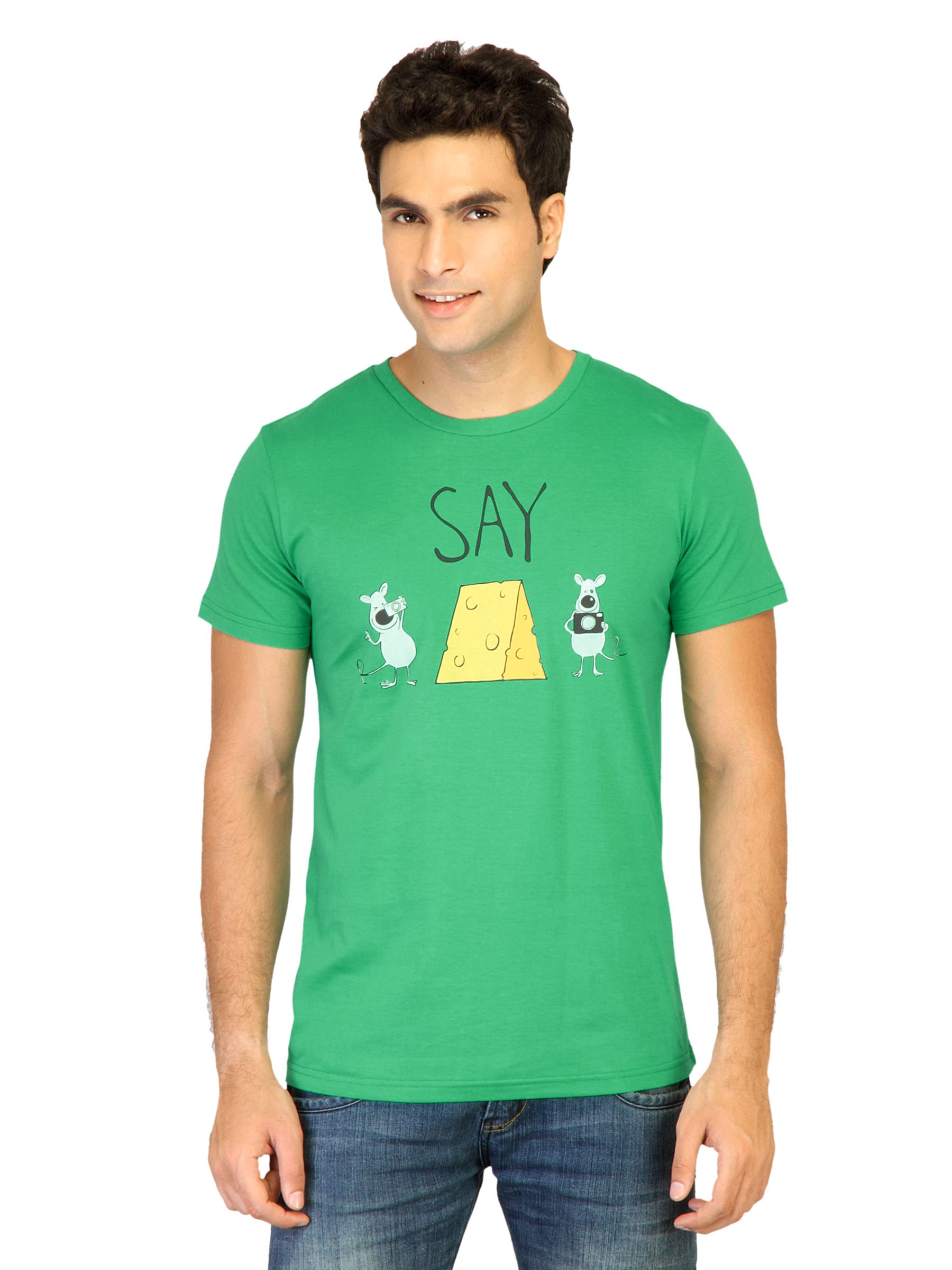 Chimp Men Say Cheese Green Tshirts