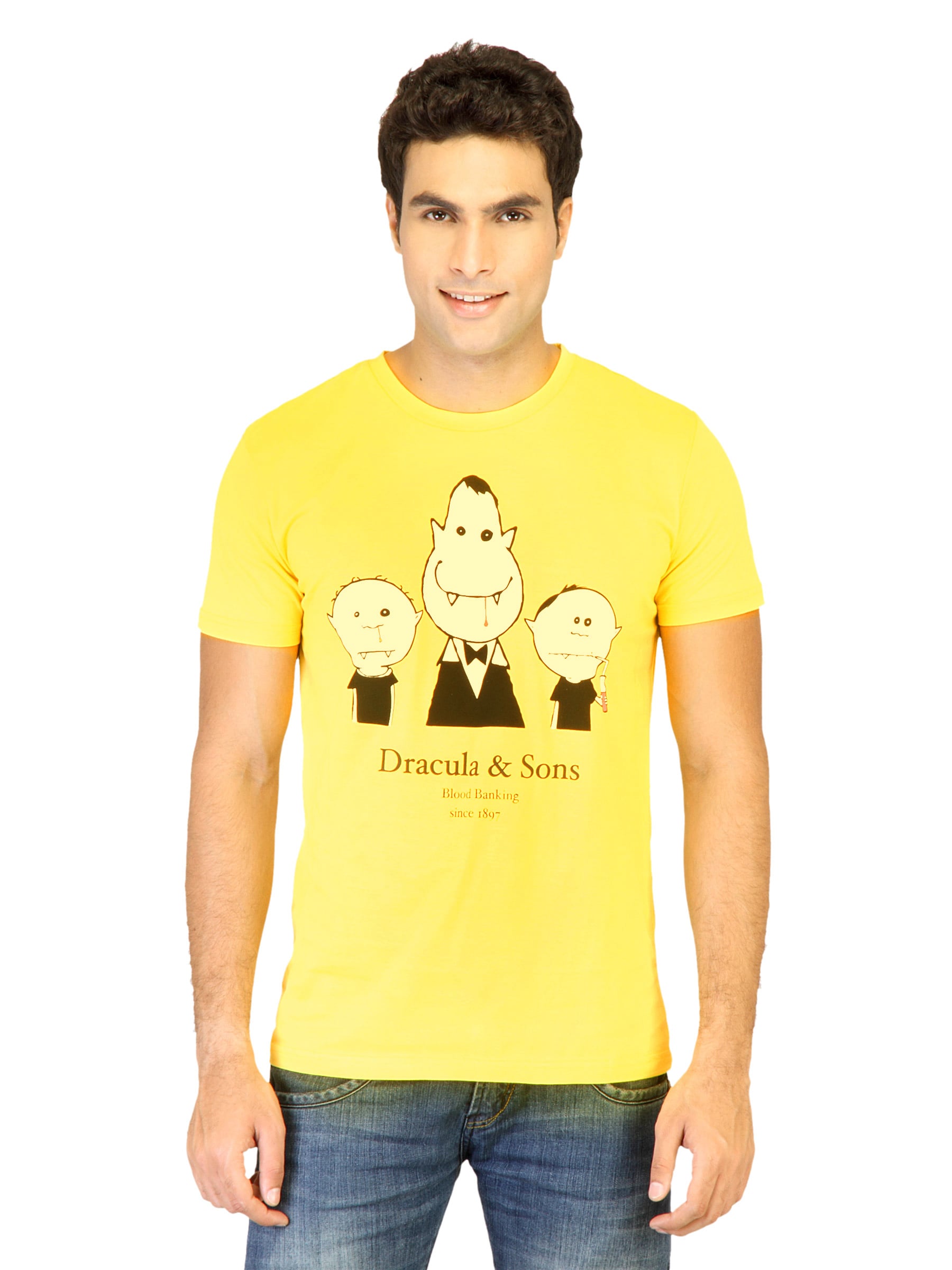 Chimp Men Draculla & Sons Yellow Tshirts