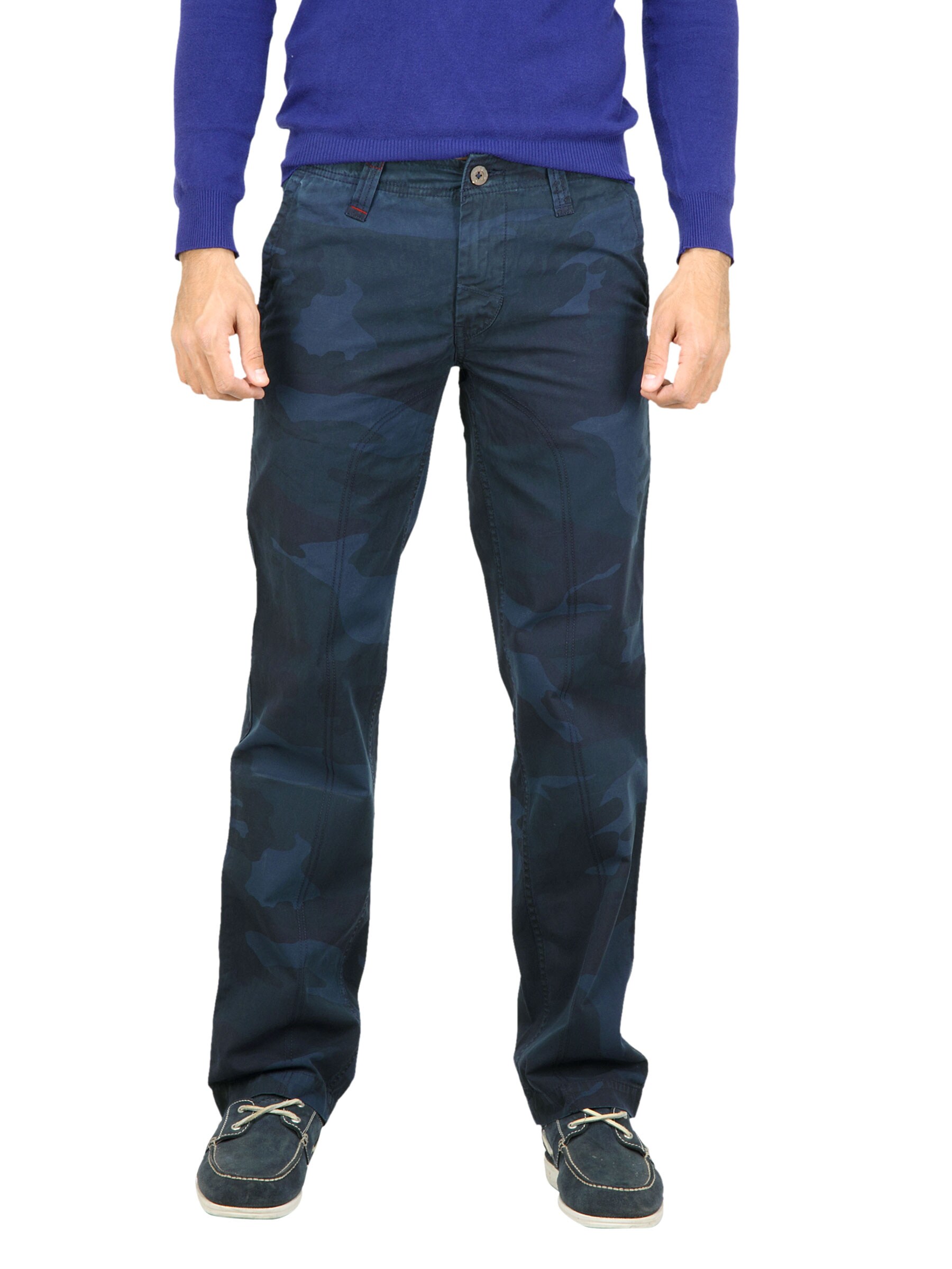 Probase Navy Blue Printed Trousers