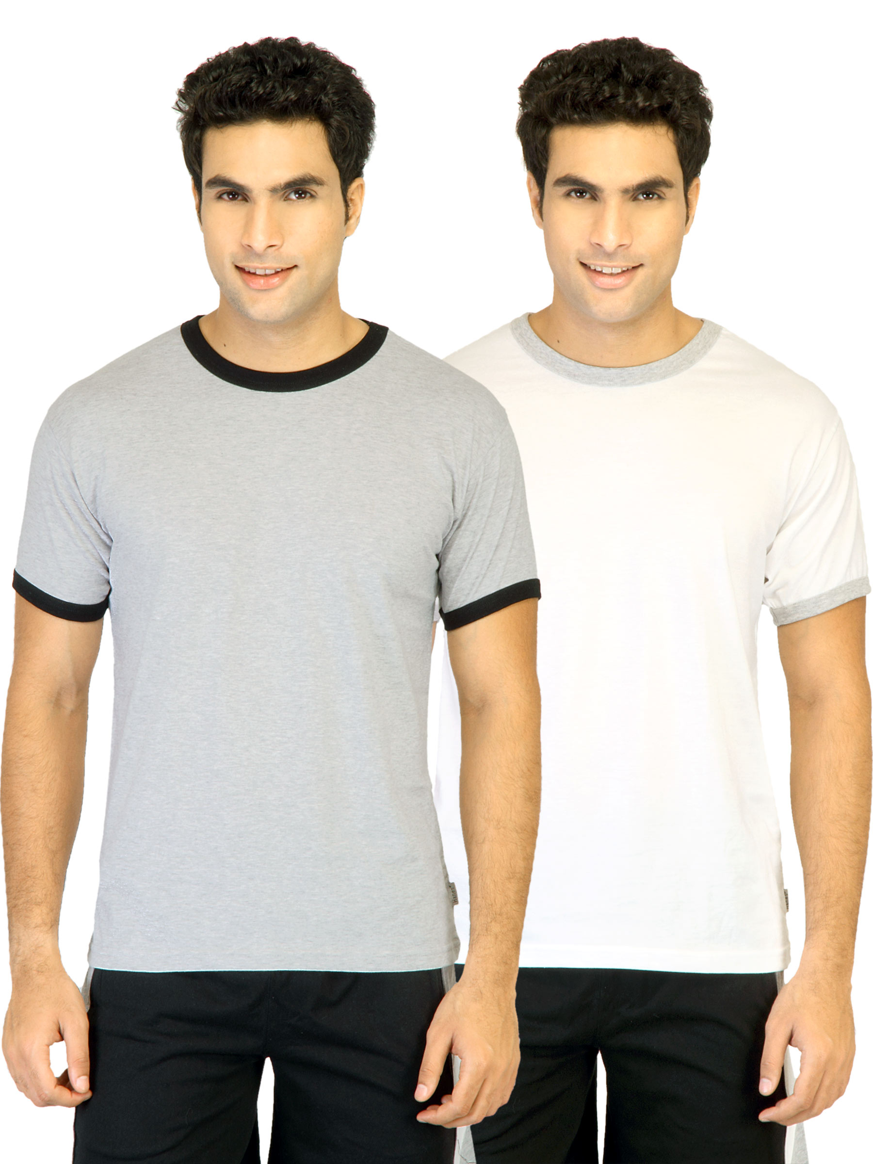 Hanes Men Pack of 2 Half Contrast Piping Ringer T-shirts