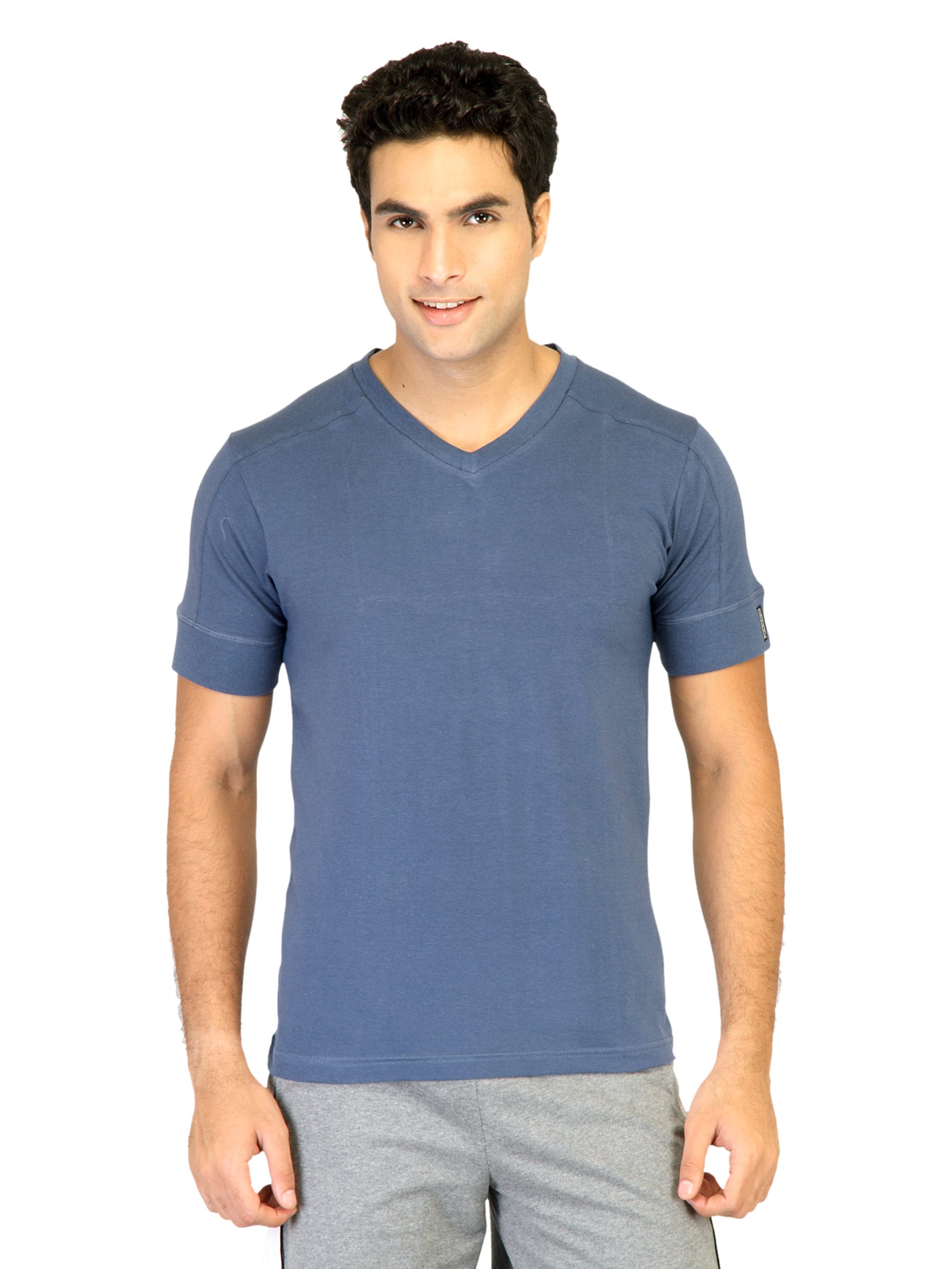 Hanes Men Blue V DuoDry Body Fit V-Neck T-shirt