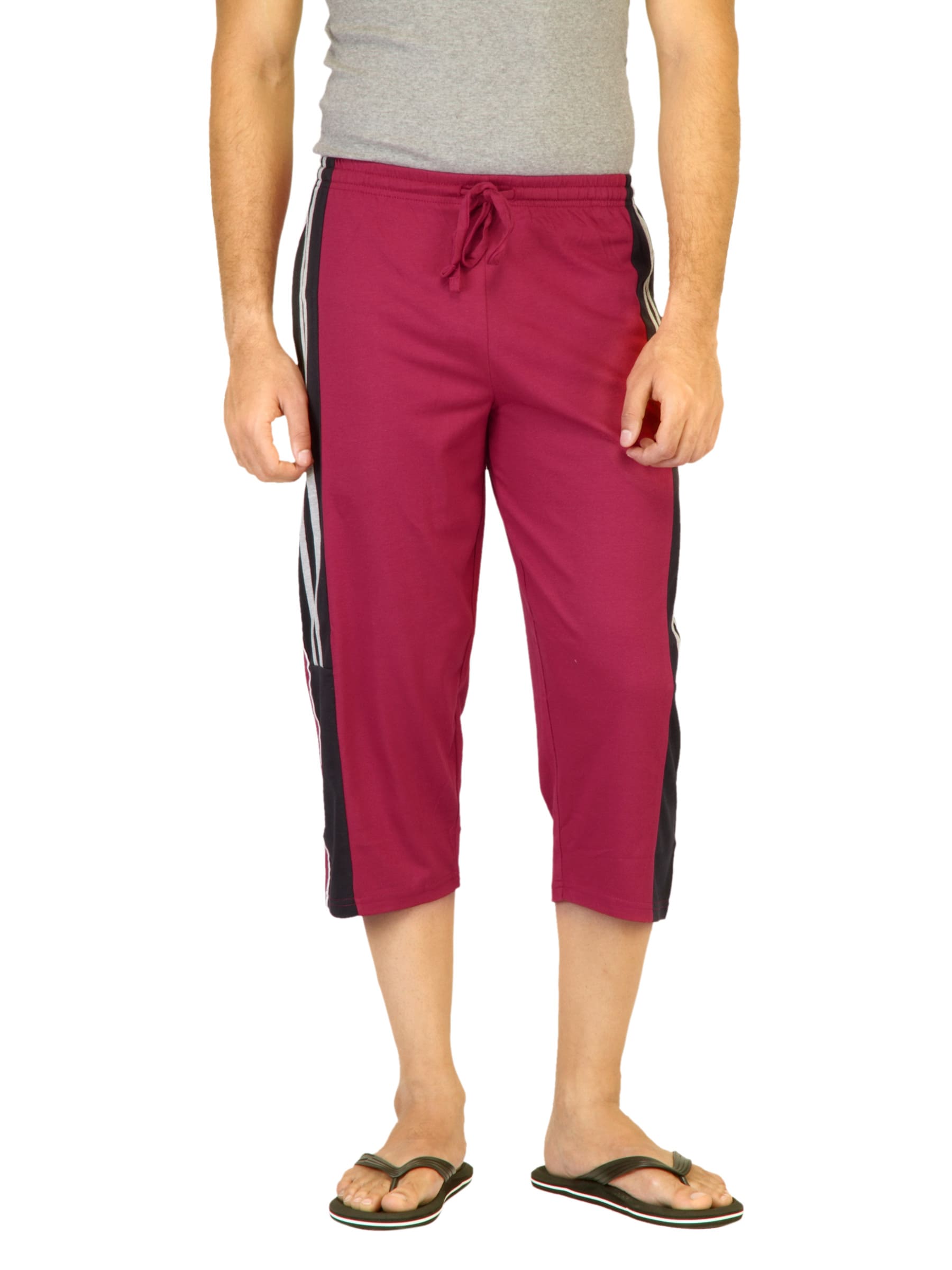 Hanes Men Red Knitted Athletic 3/4th Pants