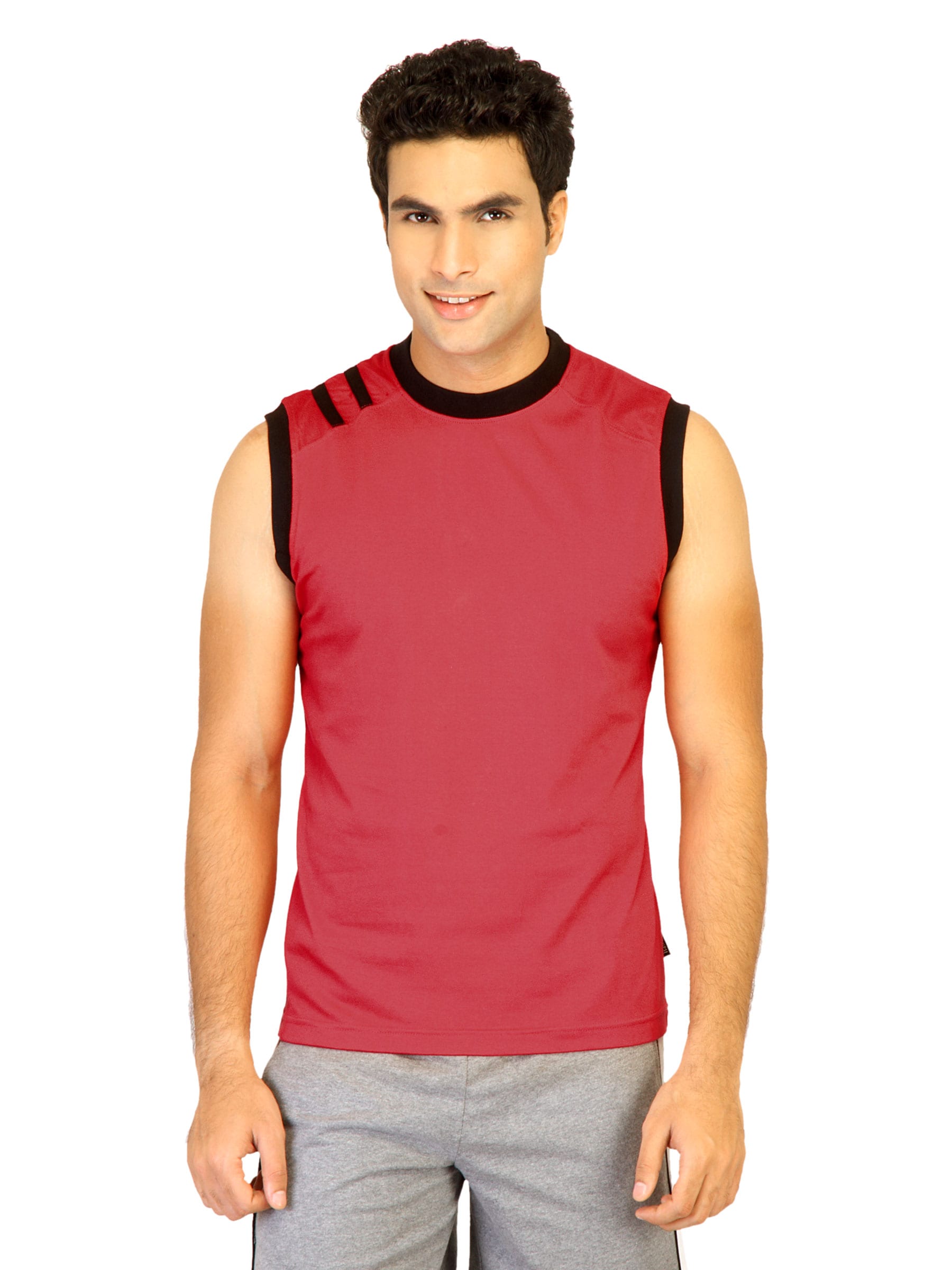 Hanes Men Red Premium Sleeveless Crew T-shirt