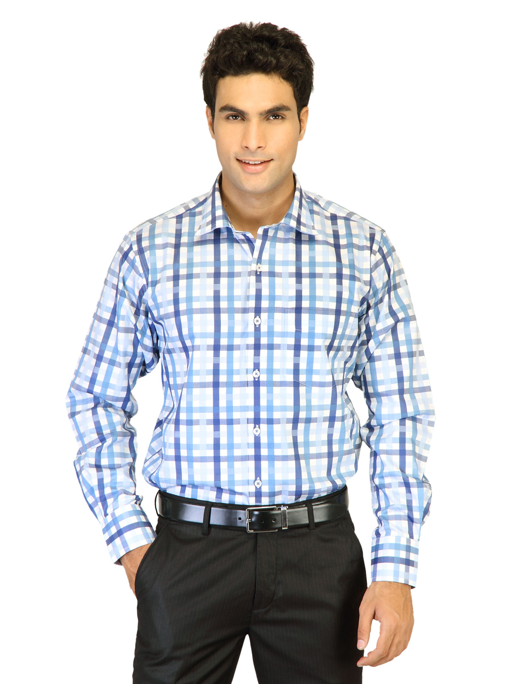 Genesis Men Blue Square Shirt