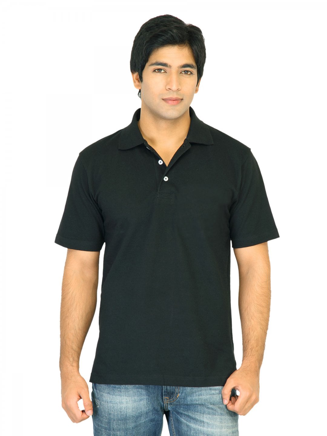 Proline Mens Solid Black Polo Tshirt