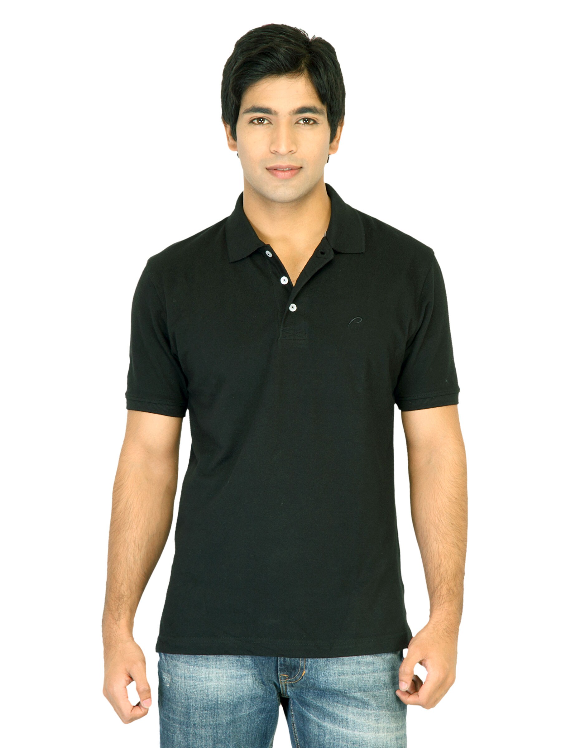 Proline Mens Solid Black Polo Tshirt