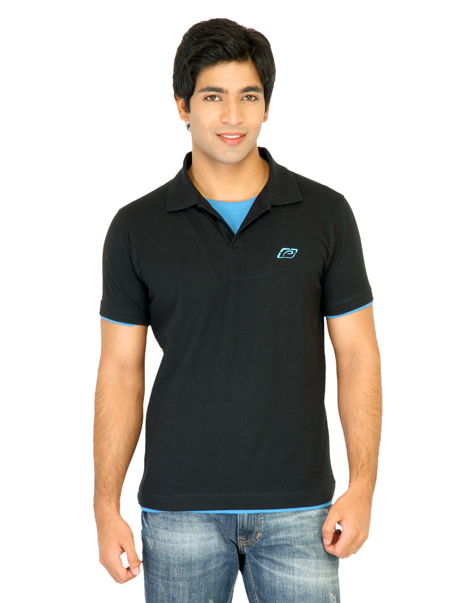 Proline Mens Solid Black Polo Tshirt