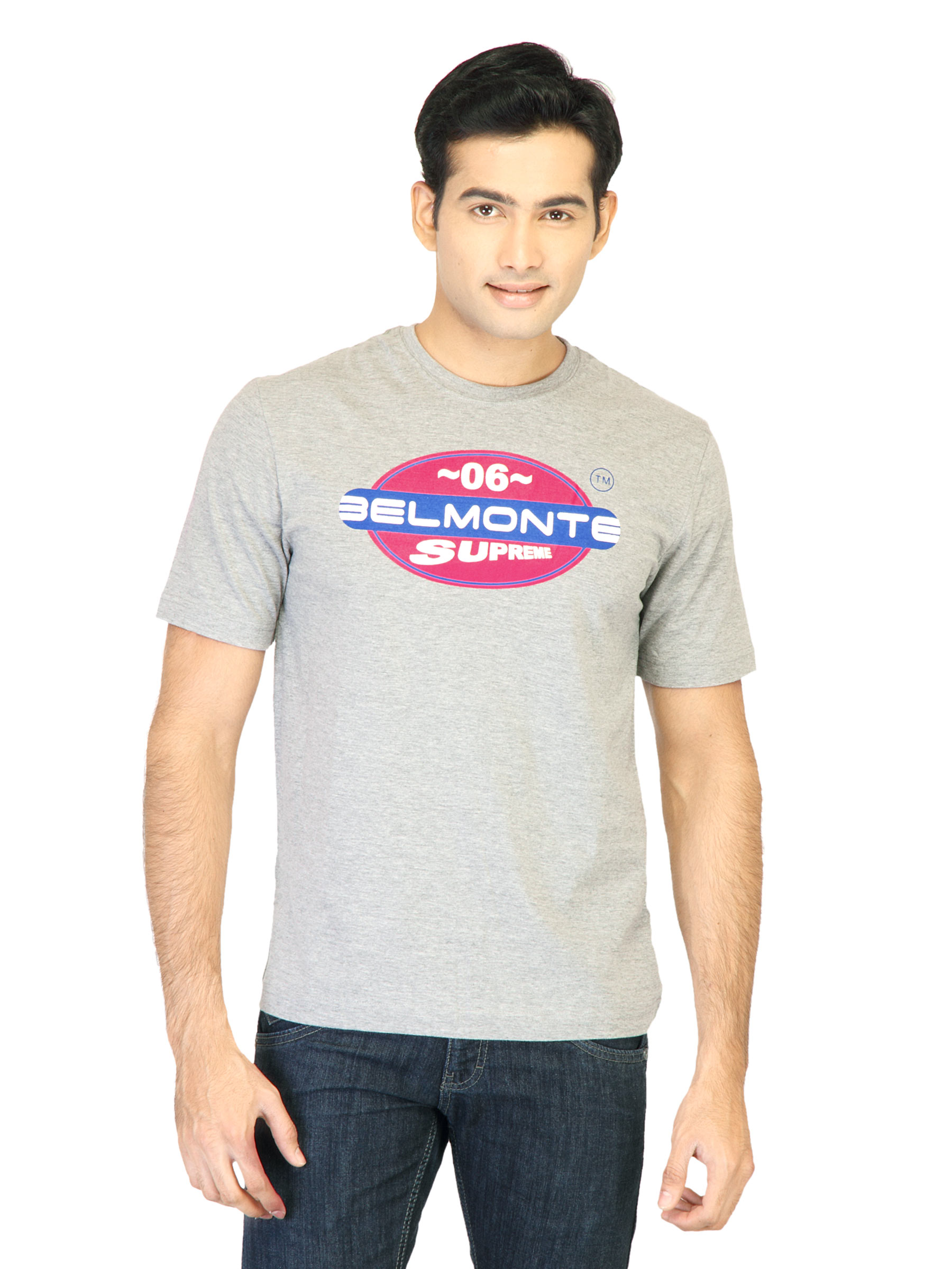 Belmonte Men Printed Grey Tshirts