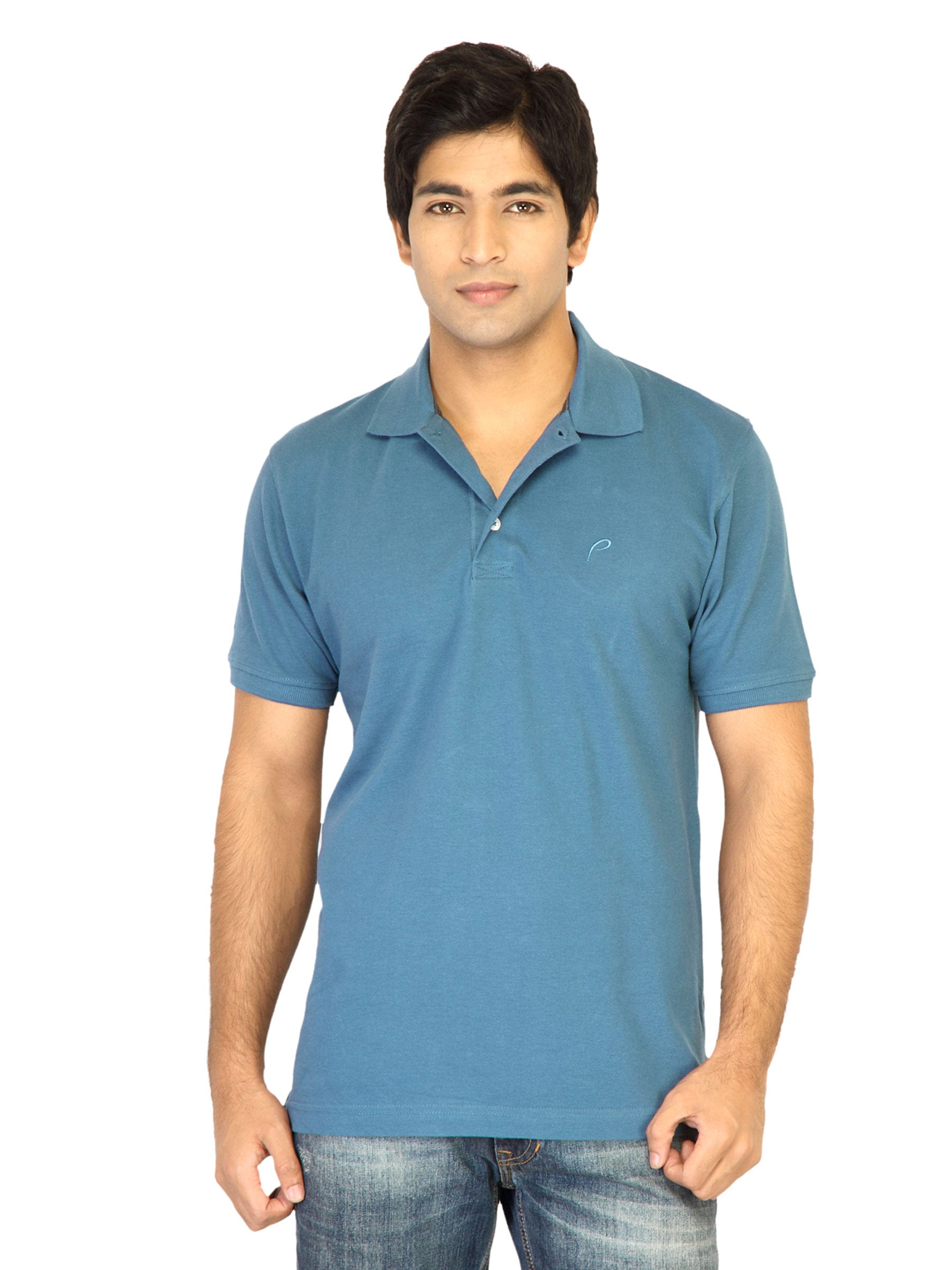 Proline Mens Solid Blue Polo Tshirt