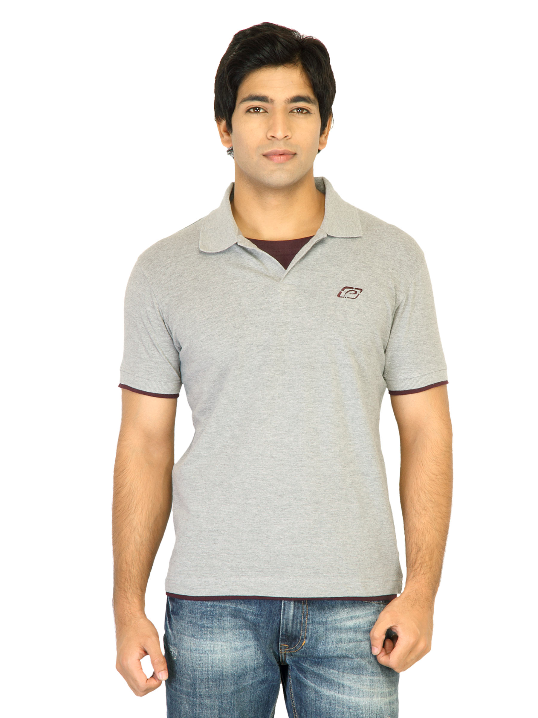 Proline Mens Solid Grey Polo Tshirt