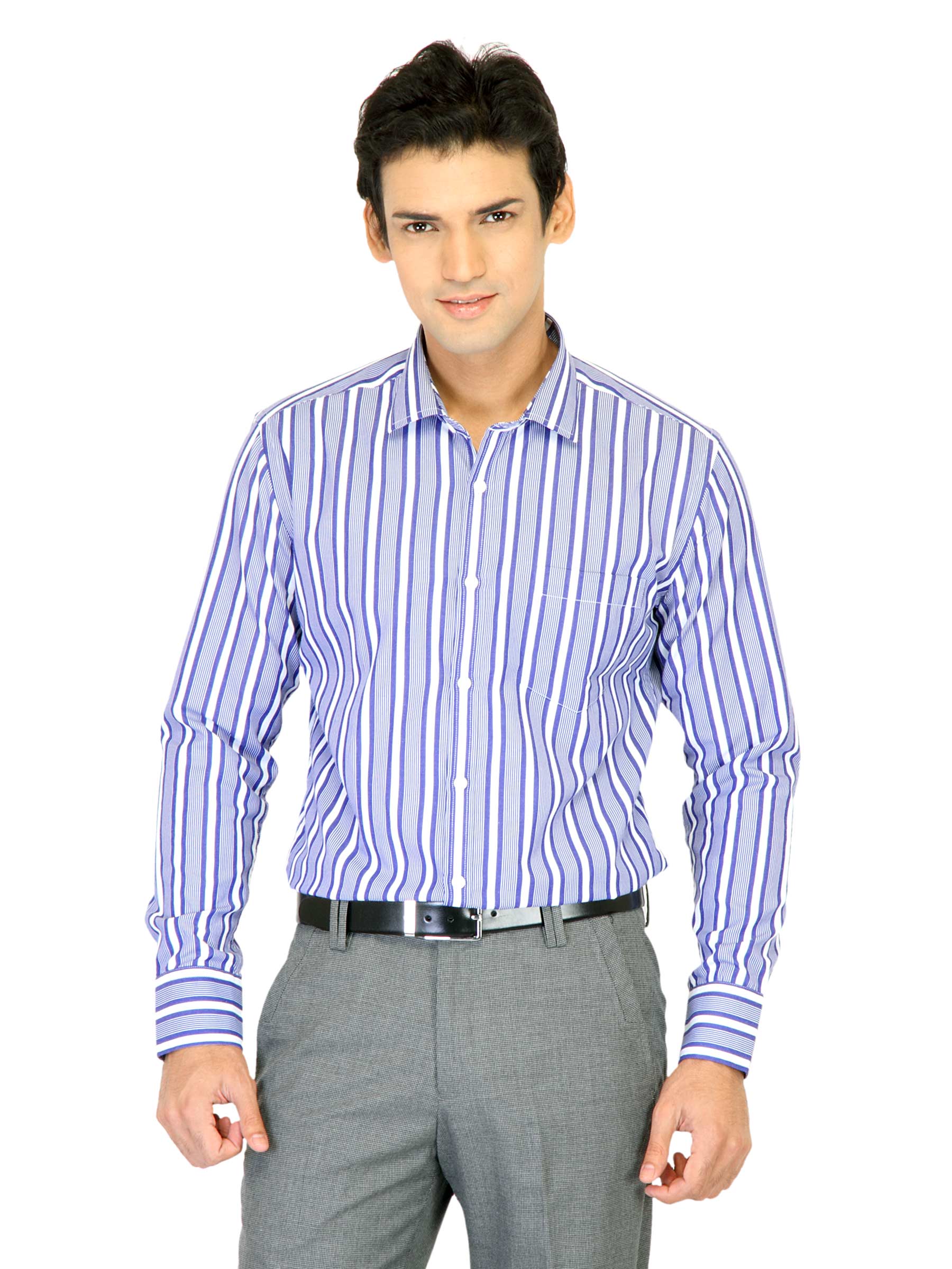 John Miller Men Stripes Blue Shirts