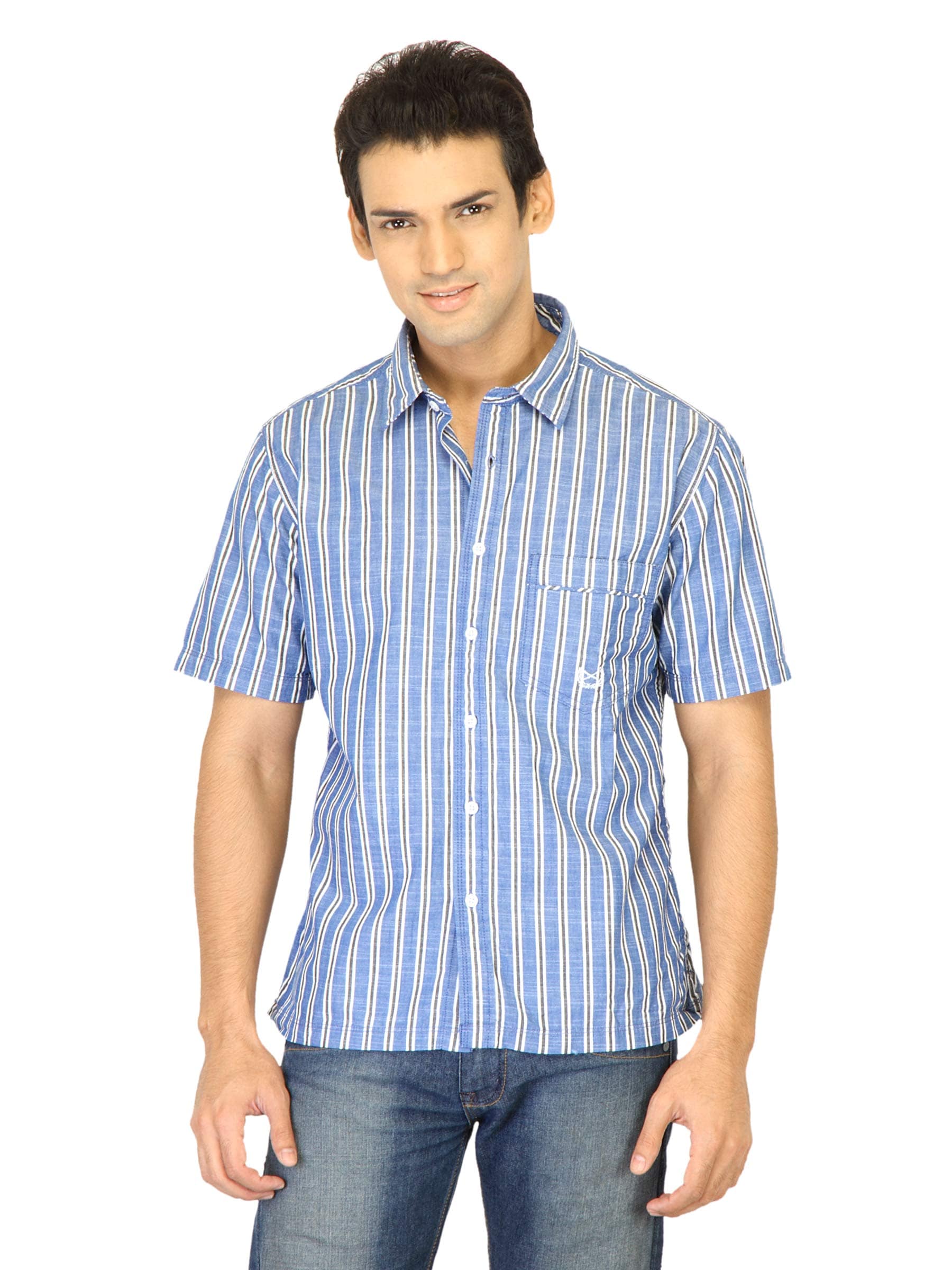 Scullers Men Stripes Blue Shirts