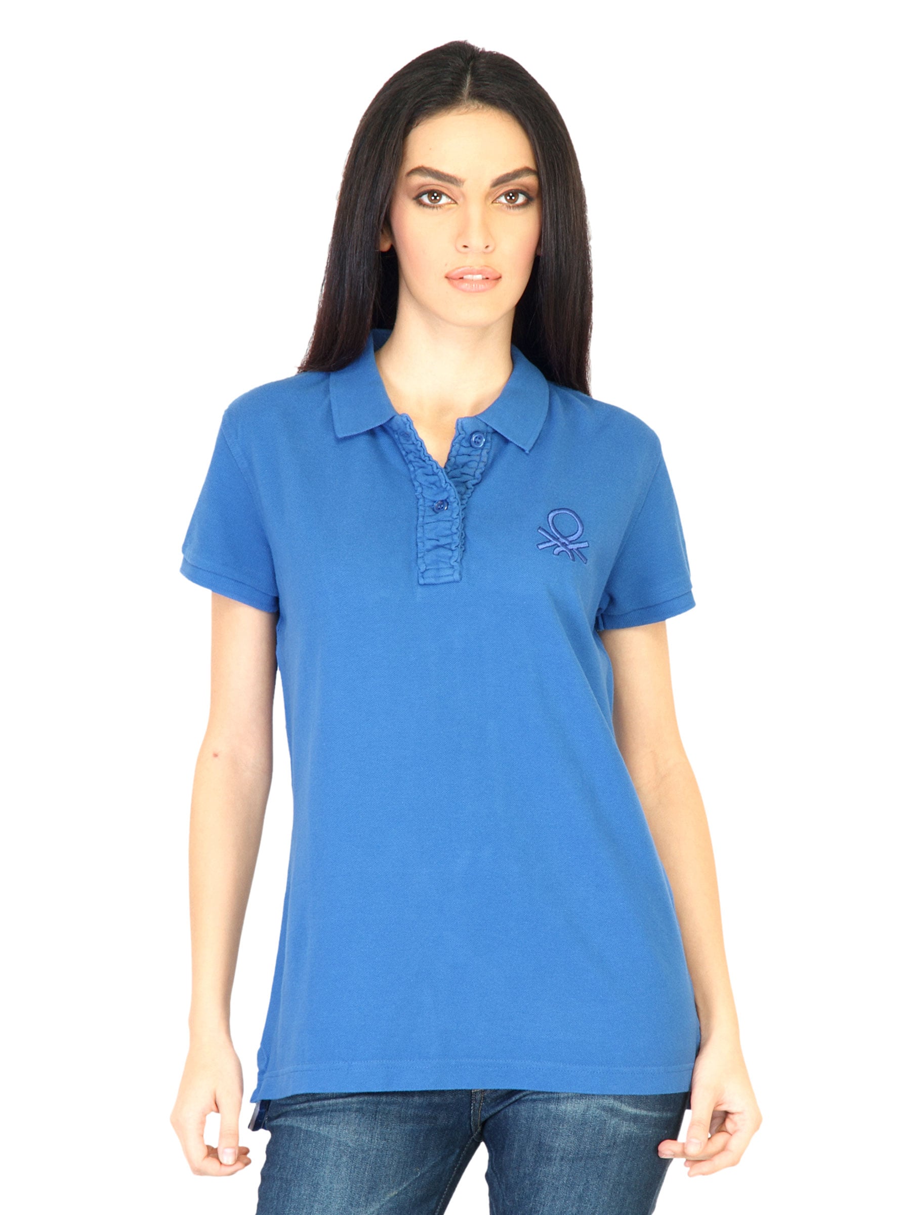 United Colors of Benetton Women Blue Polo Tshirts