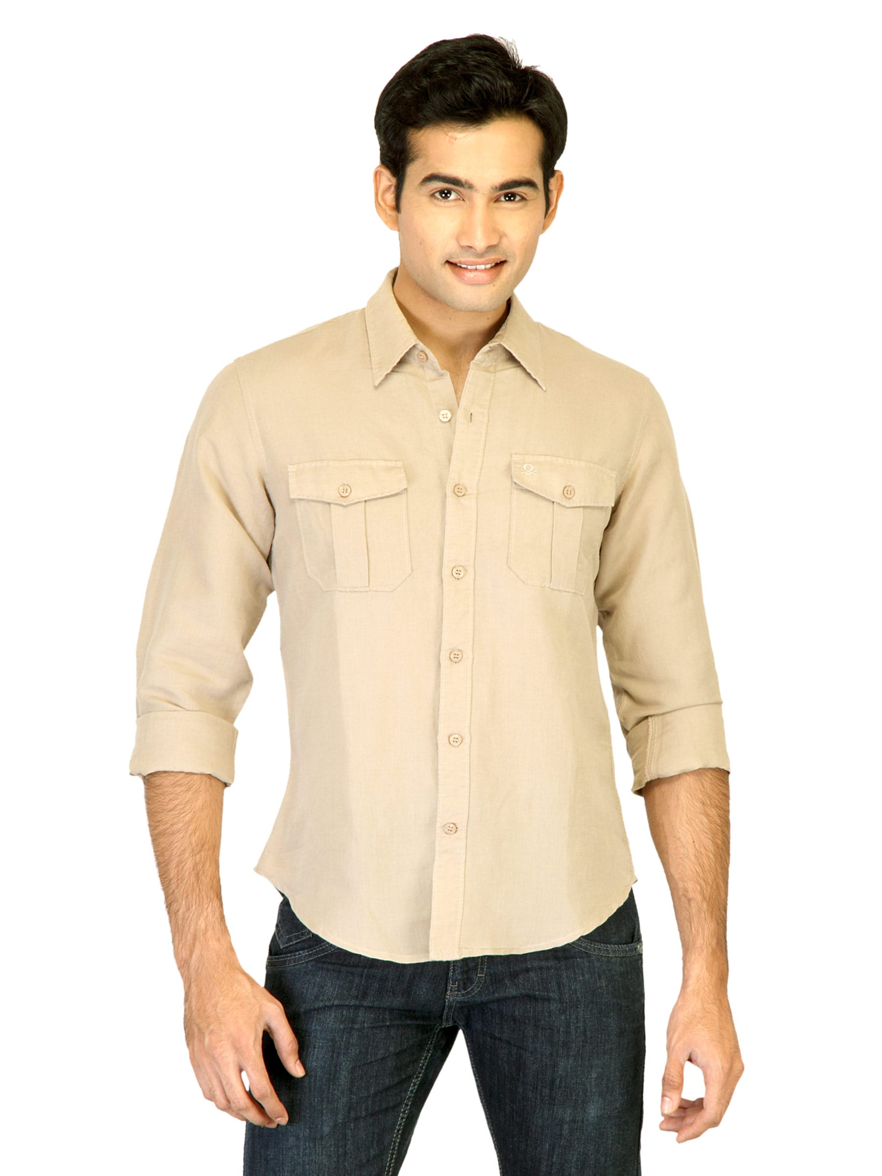 United Colors of Benetton Men Solid Brown Shirts