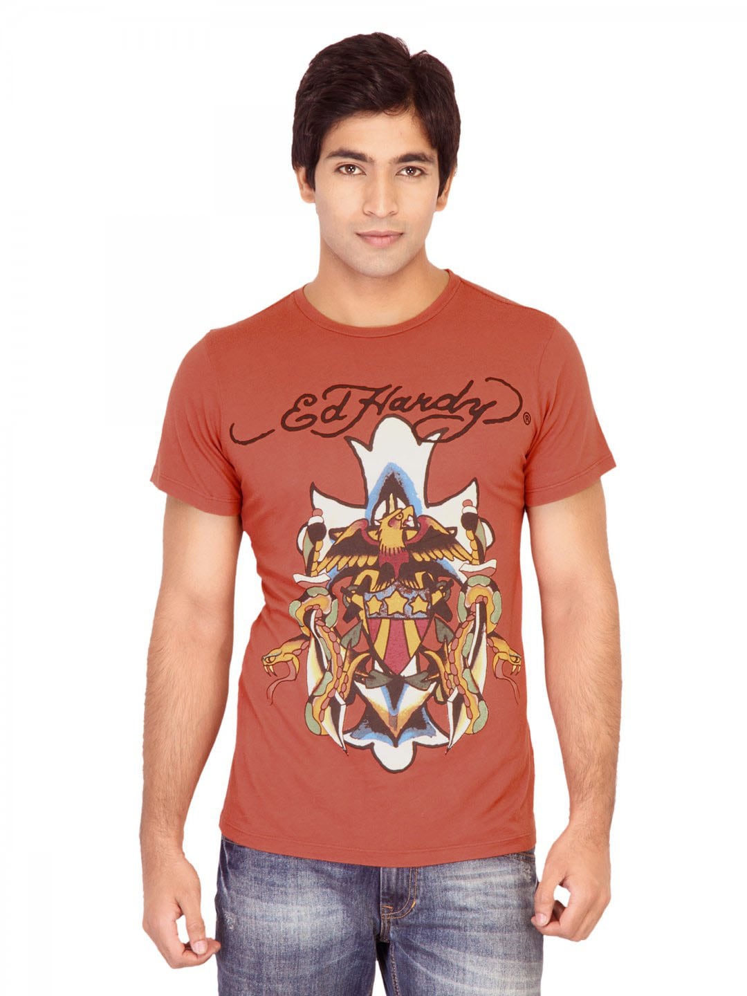 Ed Hardy Men Printed Red Tshirts