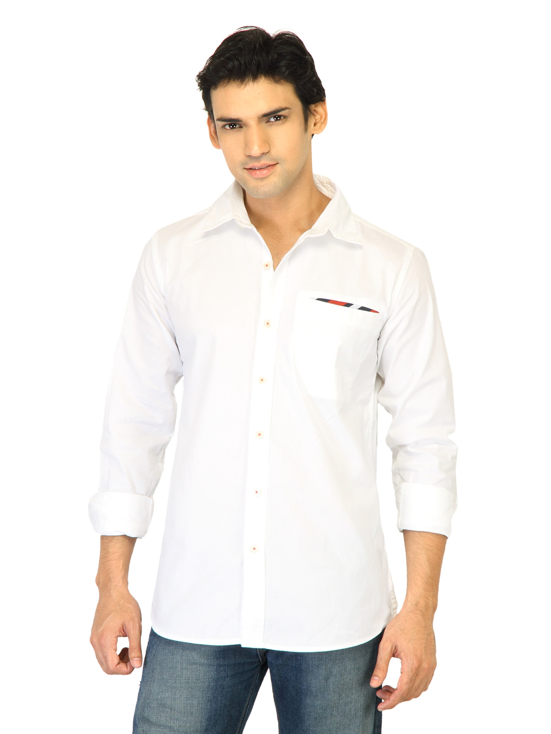 Flying Machine Men Solid White Shirts