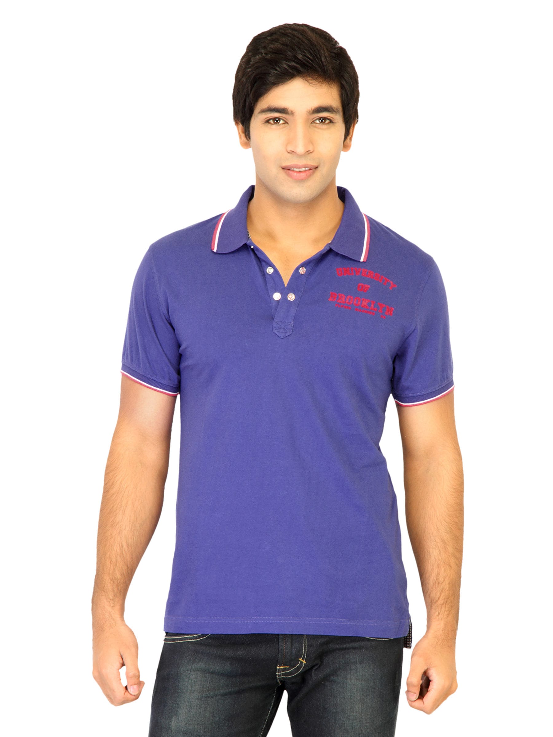 Flying Machine Men Printed Blue Polo Tshirts