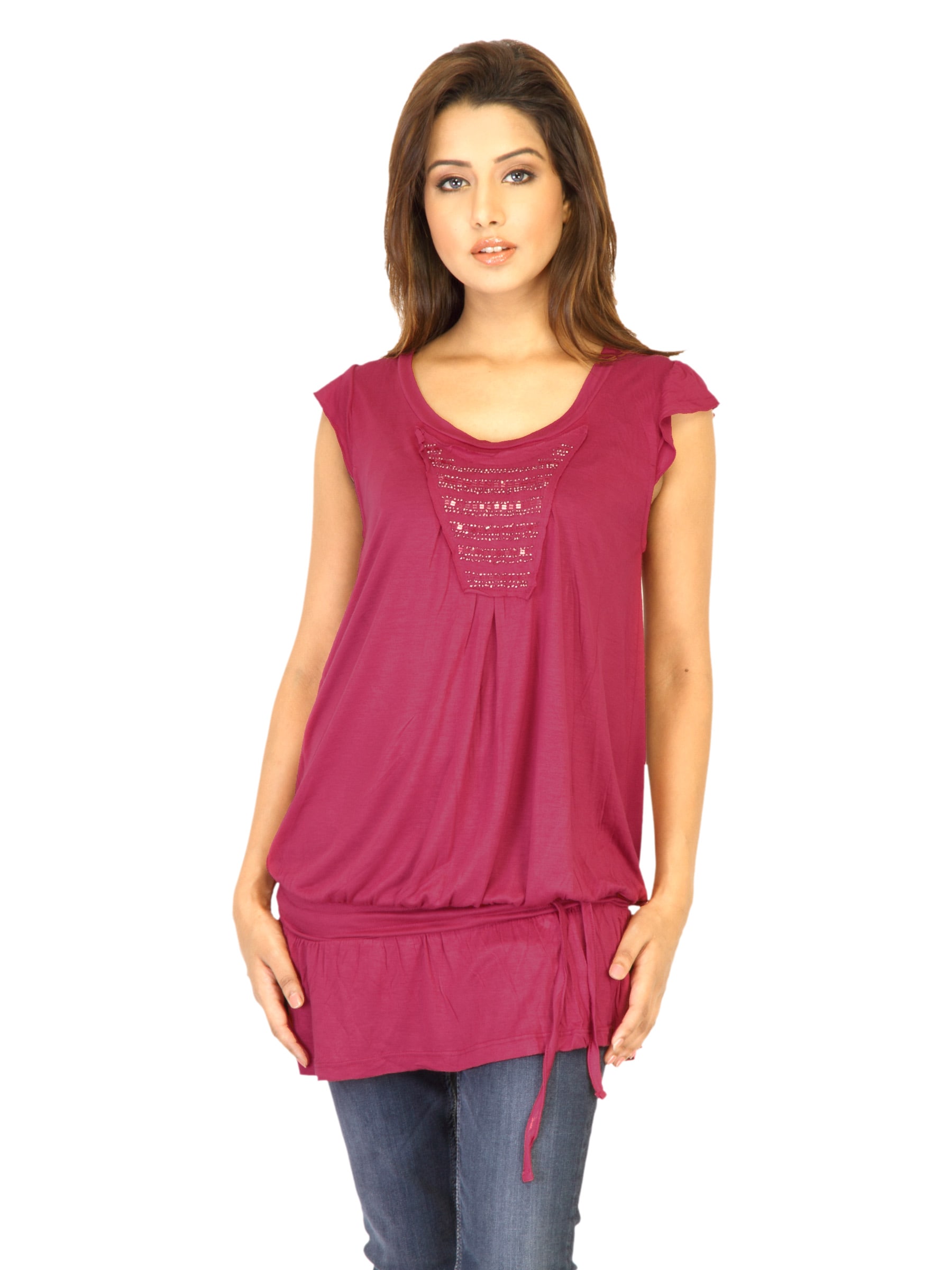 Flying Machine Women Solid Pink Tops